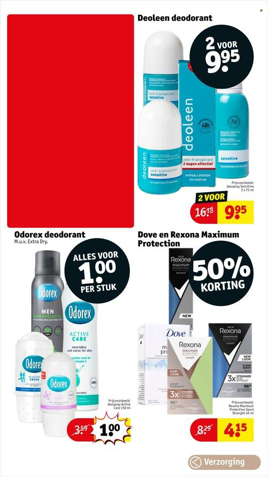 thumbnail - Kruidvat-aanbieding - 11-1-2022 - 16-1-2022 -  producten in de aanbieding - Dove, anti-transpirant, deodorant, Deoleen, deospray, Rexona, Odorex. Pagina 21.