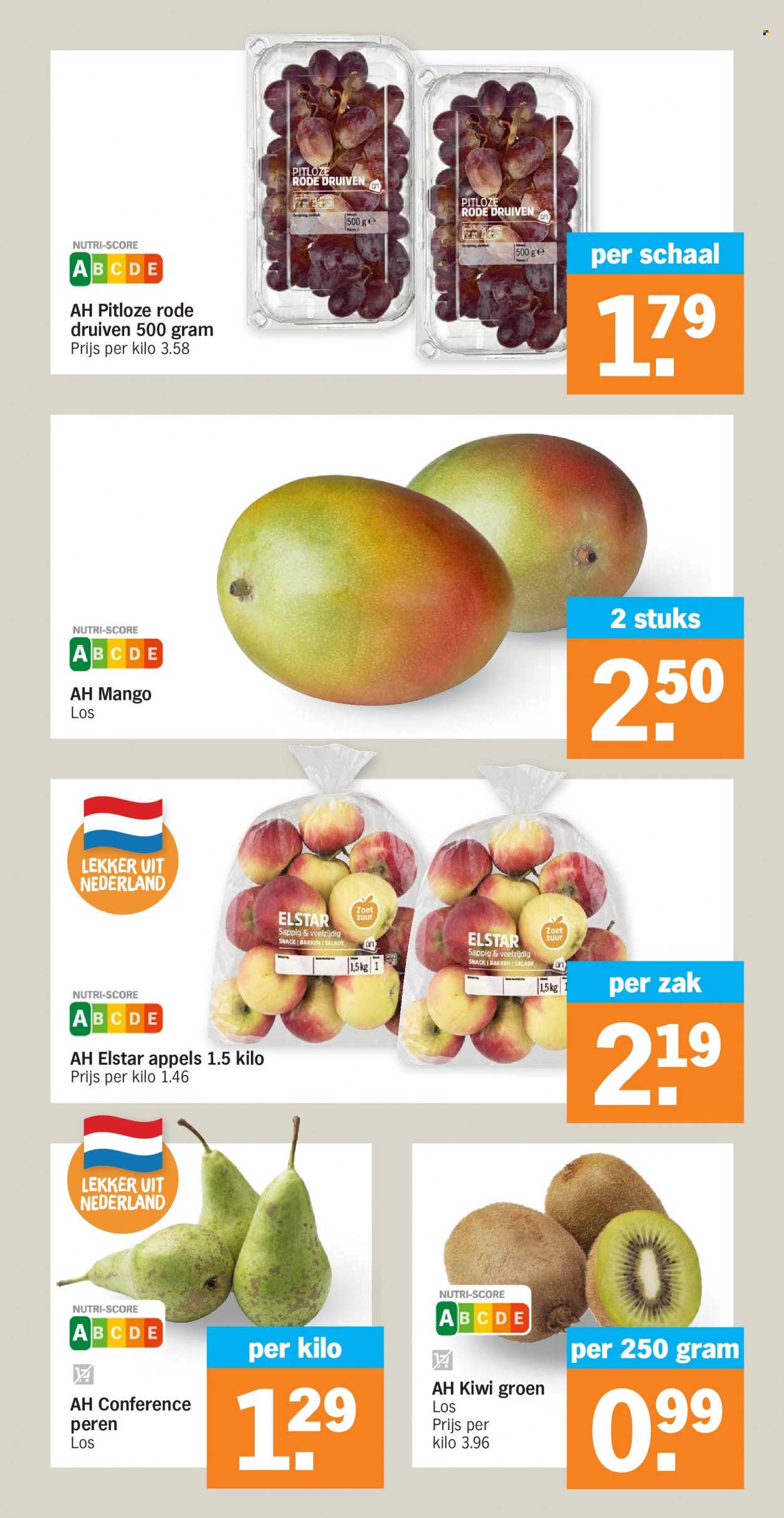 thumbnail - Albert Heijn-aanbieding - 17-1-2022 - 23-1-2022 -  producten in de aanbieding - appels, druiven, kiwi, mango. Pagina 7.