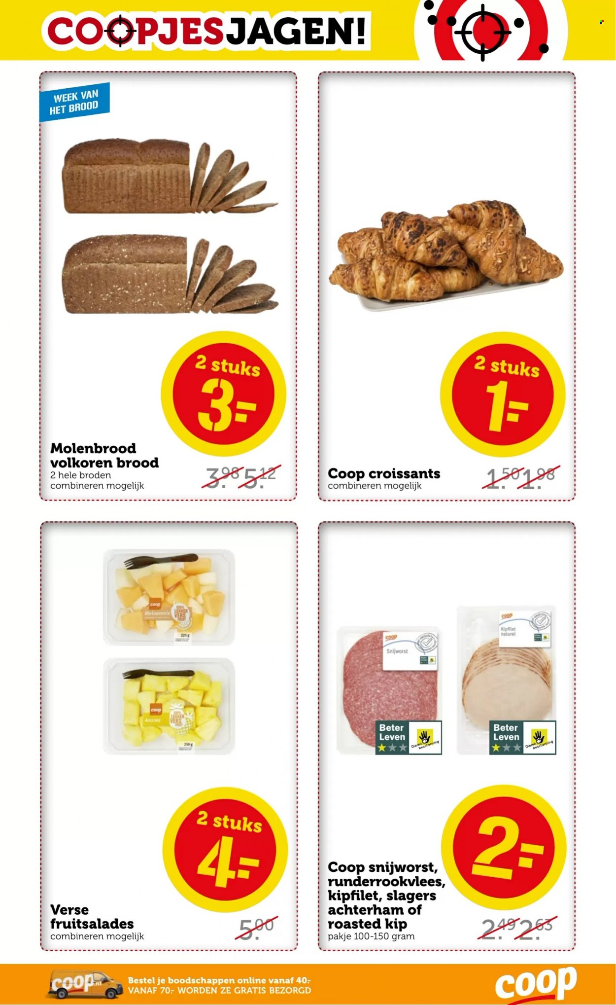 thumbnail - Coop-aanbieding - 17-1-2022 - 23-1-2022 -  producten in de aanbieding - brood, croissant, kipfilet, achterham. Pagina 15.