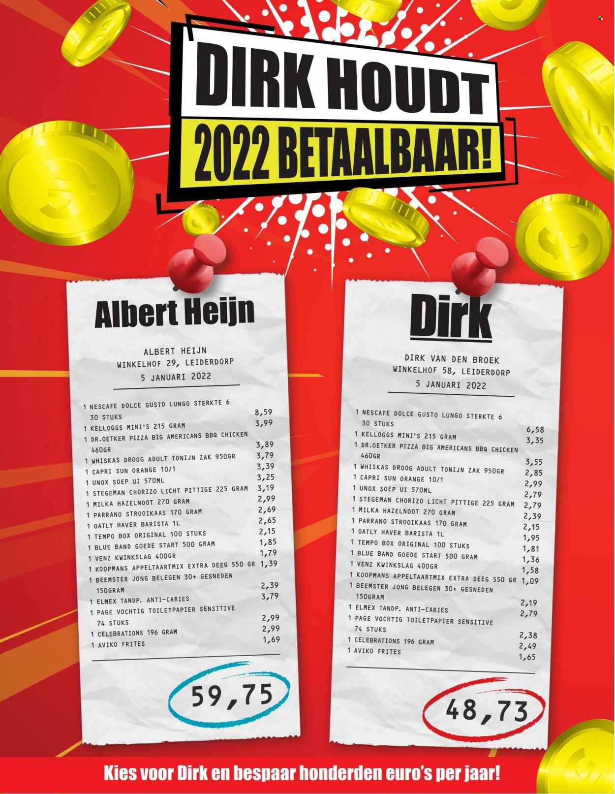 thumbnail - Dirk-aanbieding - 16-1-2022 - 22-1-2022 -  producten in de aanbieding - uien, tonijn, pizza, chorizo, Dr. Oetker, Milka, frites, BBQ, Capri Sun, Dolce Gusto, Elmex, Whiskas. Pagina 4.
