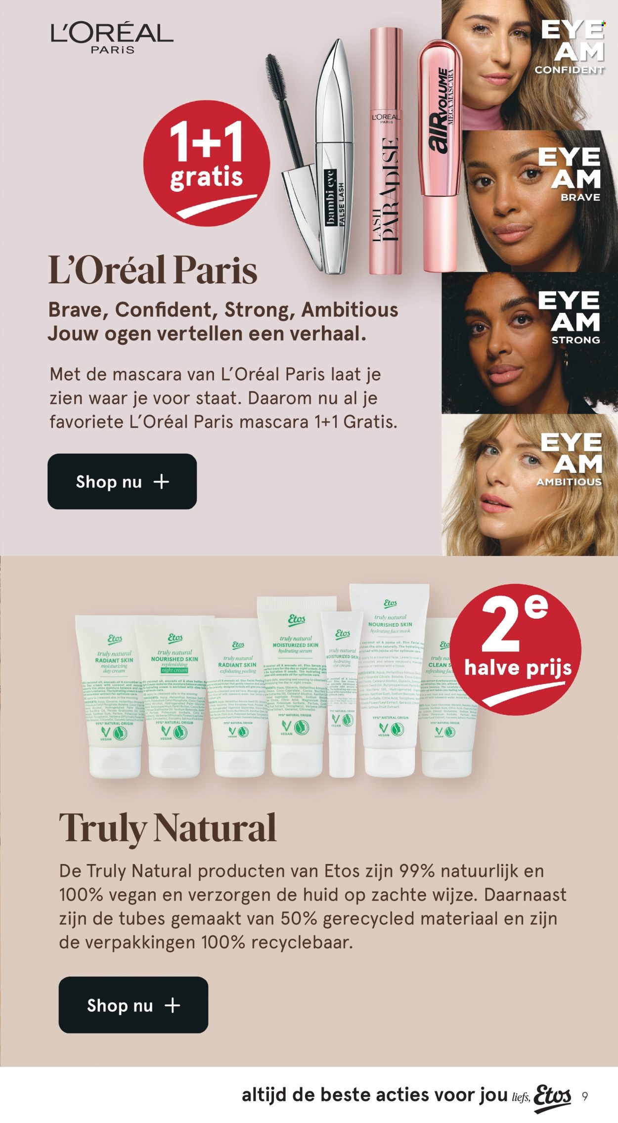 thumbnail - Etos-aanbieding - 17-1-2022 - 30-1-2022 -  producten in de aanbieding - L’oréal, mascara, gum, magnesium, face mask. Pagina 9.