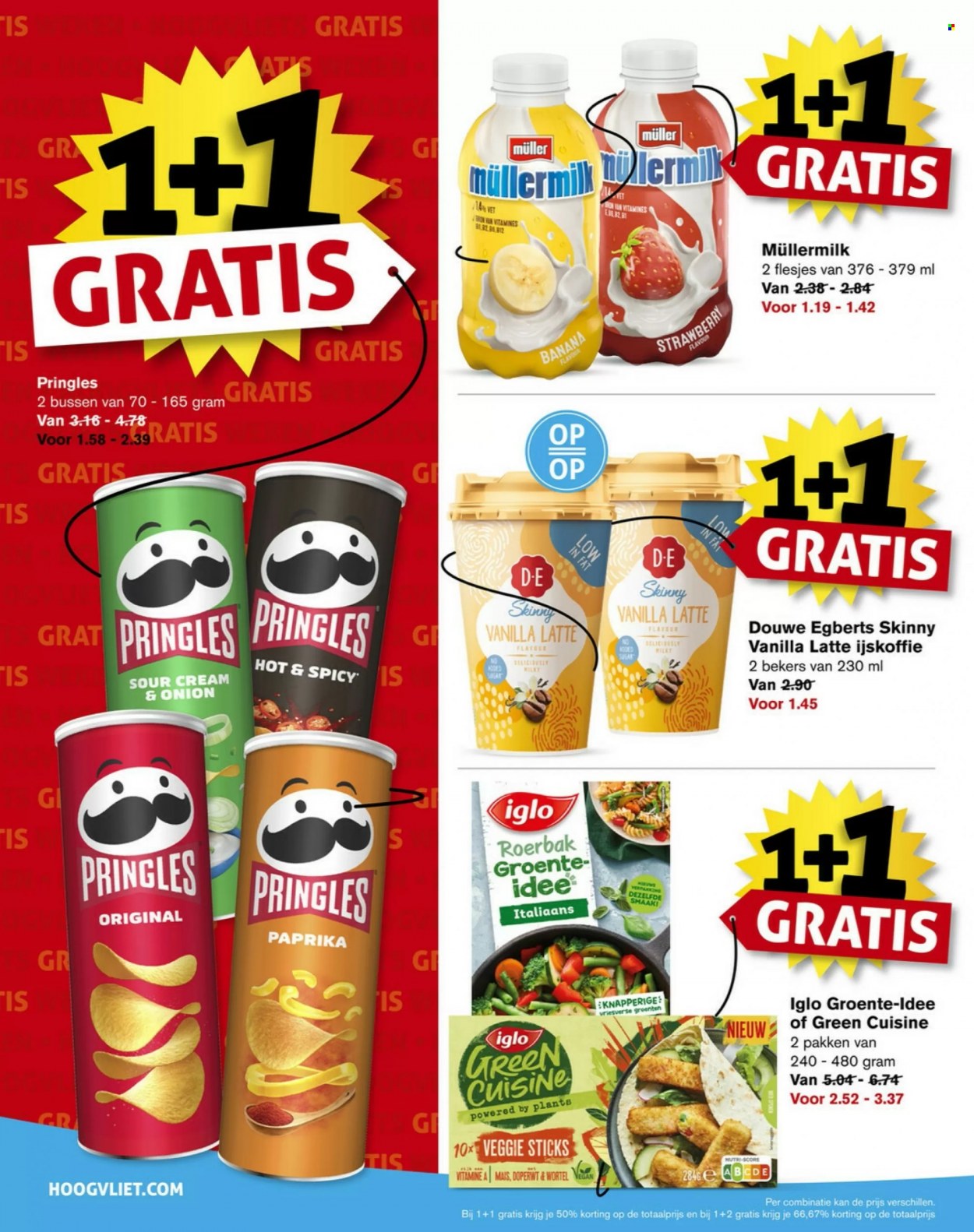 thumbnail - Hoogvliet-aanbieding - 26-1-2022 - 1-2-2022 -  producten in de aanbieding - Veggie, Iglo, Pringles, Douwe Egberts, ijskoffie, maïs. Pagina 4.