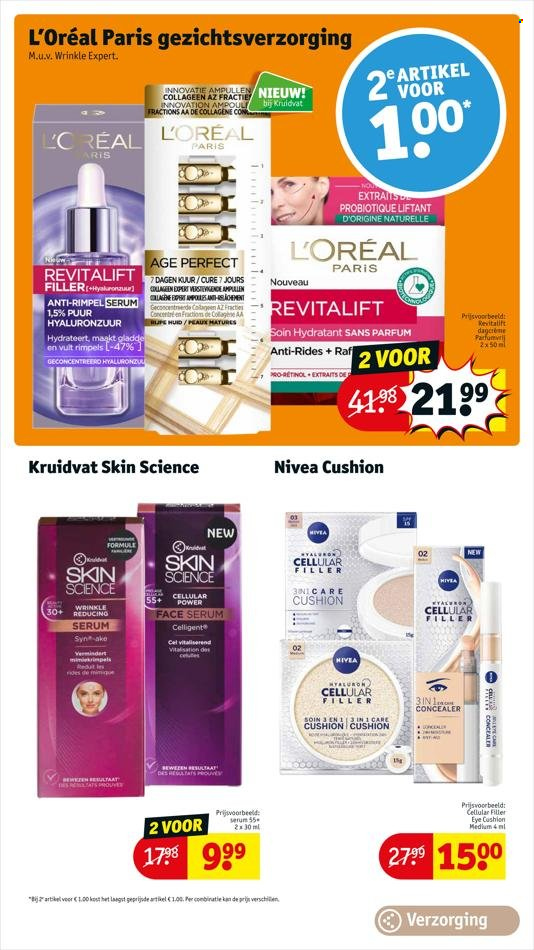 thumbnail - Kruidvat-aanbieding - 25-1-2022 - 30-1-2022 -  producten in de aanbieding - L’oréal, Nivea, anti-rimpel serum. Pagina 22.