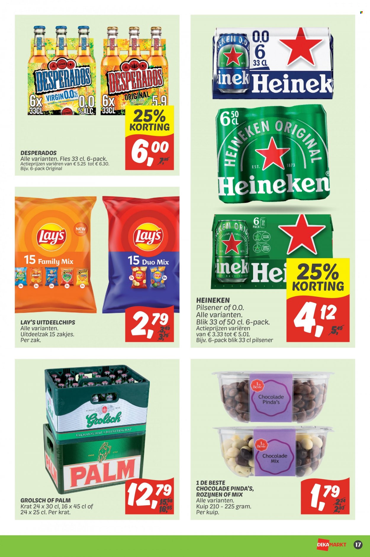 thumbnail - DekaMarkt-aanbieding - 30-1-2022 - 5-2-2022 -  producten in de aanbieding - pilsener, Heineken, Grolsch, bier, Desperados, pinda's, rozijnen. Pagina 17.