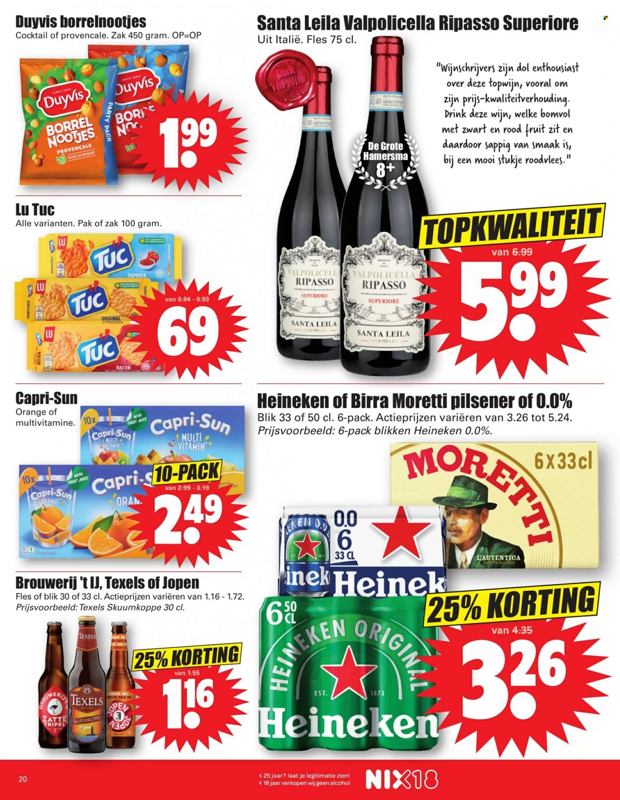 thumbnail - Dirk-aanbieding - 30-1-2022 - 5-2-2022 -  producten in de aanbieding - pilsener, Heineken, bacon, Valpolicella, wijn. Pagina 20.