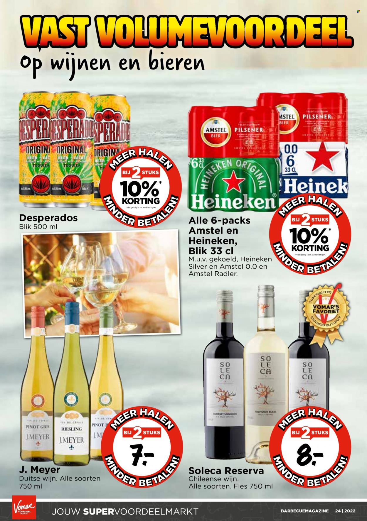 thumbnail - Vomar-aanbieding -  producten in de aanbieding - pilsener, Amstel Bier, Heineken, bier, riesling, Pinot Griggio, wijn. Pagina 24.