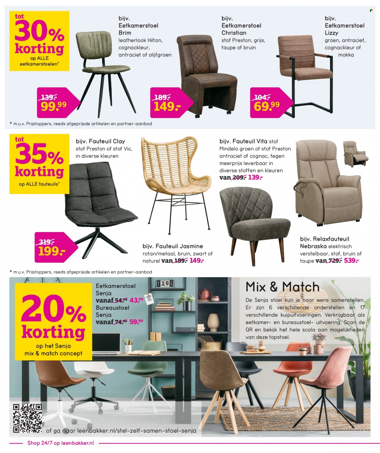 thumbnail - Leen Bakker-aanbieding -  producten in de aanbieding - stoel, eetkamerstoel, fauteuil, bureaustoel. Pagina 15.
