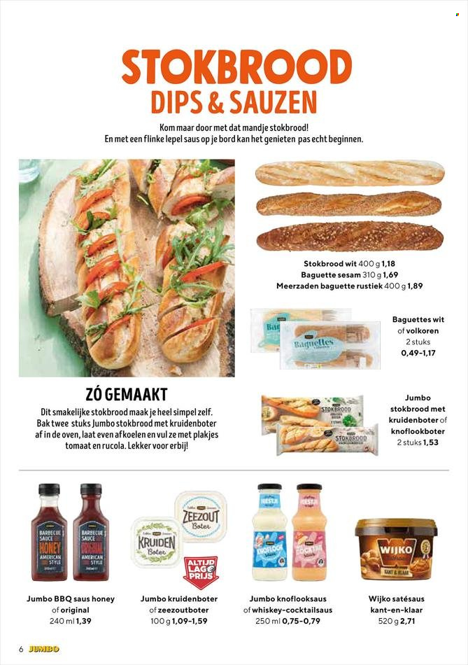 thumbnail - Jumbo-aanbieding -  producten in de aanbieding - baguette, stokbrood, Wijko, knoflooksaus, Cocktailsaus, BBQ. Pagina 6.