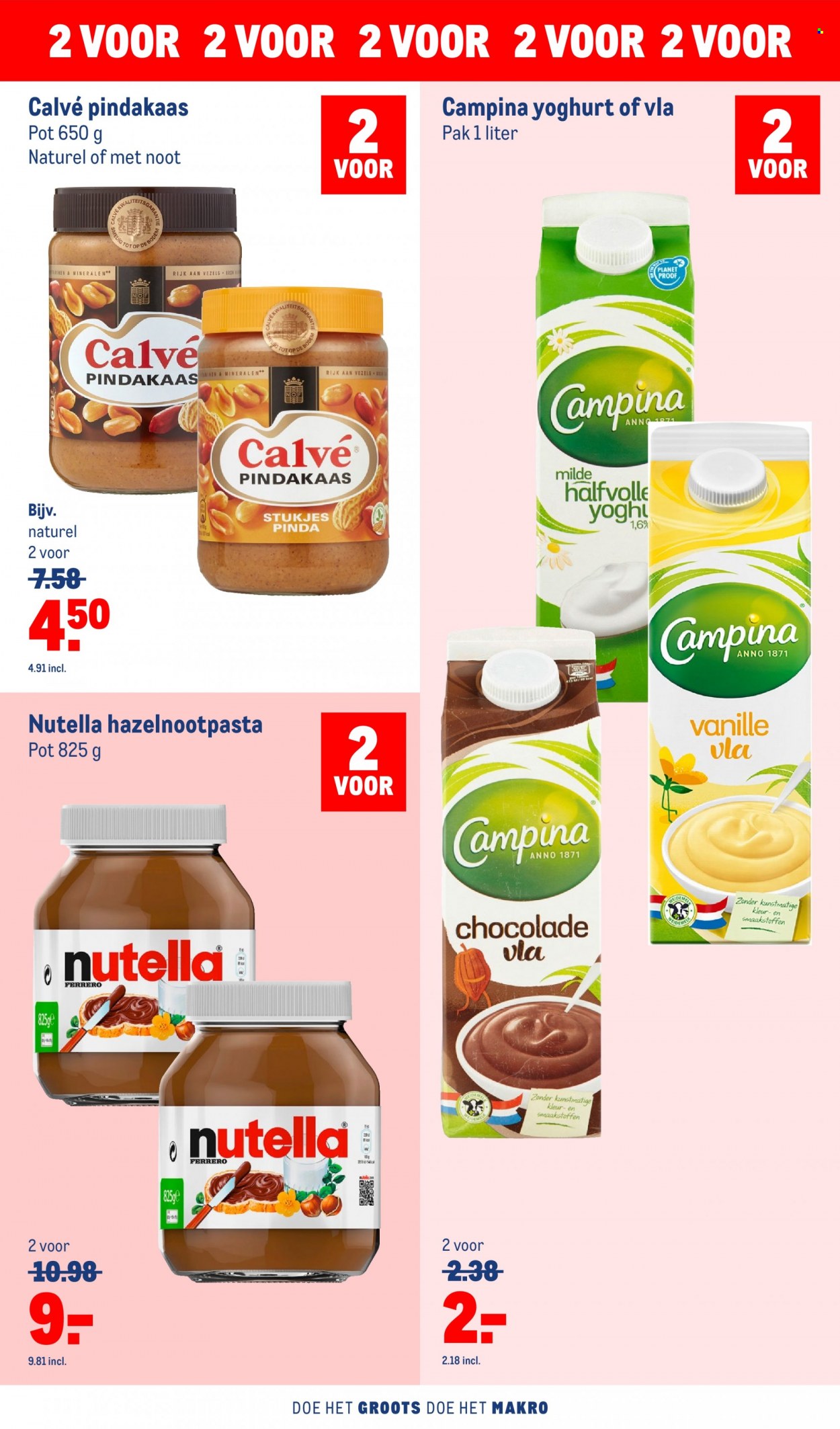 thumbnail - Makro-aanbieding - 25-5-2022 - 7-6-2022 -  producten in de aanbieding - Campina, yoghurt, chocolade, Nutella, Calvé, pindakaas, mineralen. Pagina 30.