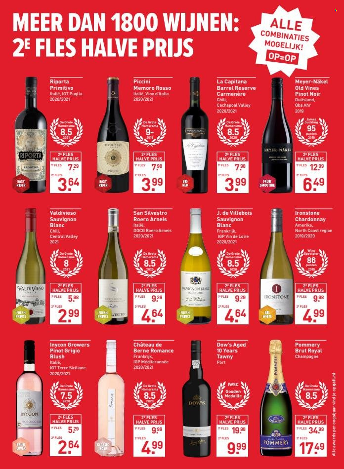 thumbnail - Gall & Gall-aanbieding - 23-5-2022 - 6-6-2022 -  producten in de aanbieding - Carmenère, champagne, Chardonnay, Pinot Noir, Sauvignon Blanc. Pagina 2.