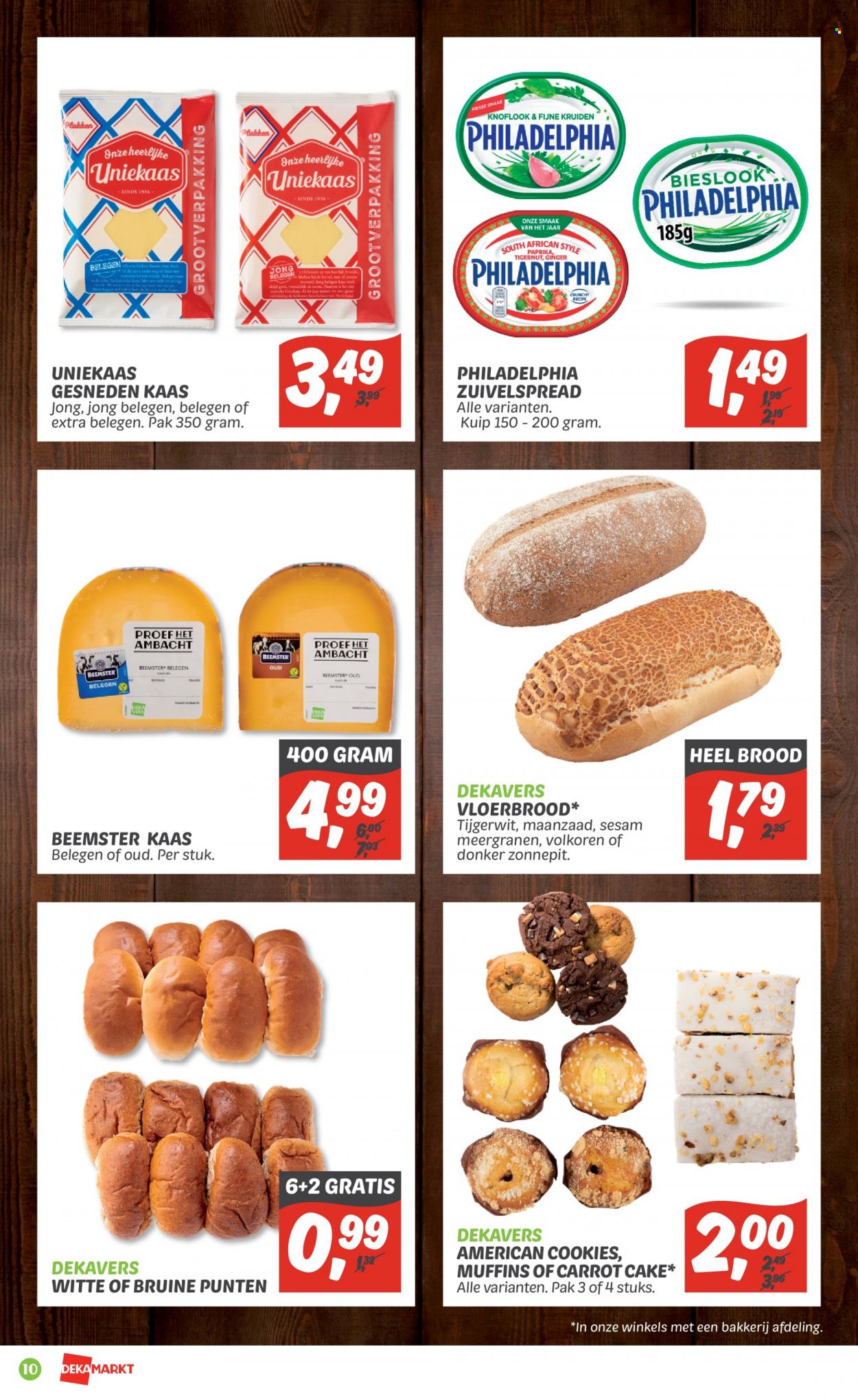 thumbnail - DekaMarkt-aanbieding - 29-5-2022 - 3-6-2022 -  producten in de aanbieding - vloerbrood, brood, muffins, kaas, Philadelphia, cookies. Pagina 10.