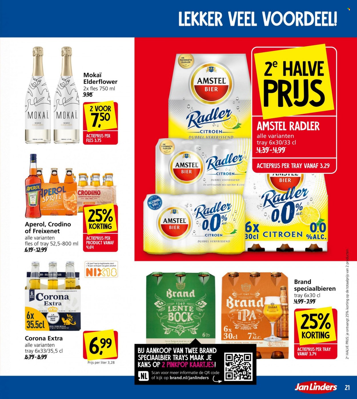 thumbnail - Jan Linders-aanbieding - 30-5-2022 - 6-6-2022 -  producten in de aanbieding - Amstel Bier, bier, citroen, Aperol, cider. Pagina 21.