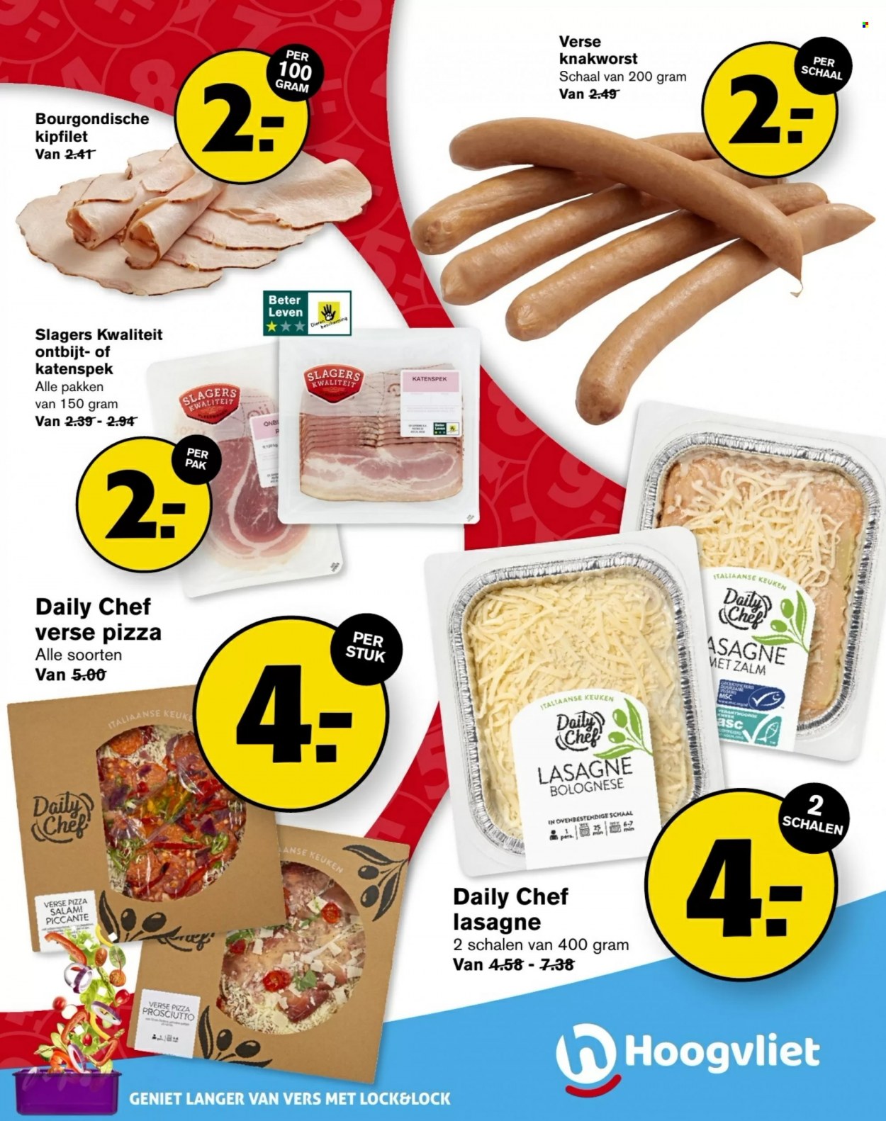 thumbnail - Hoogvliet-aanbieding - 1-6-2022 - 7-6-2022 -  producten in de aanbieding - kipfilet, lasagne, pizza, knakworst. Pagina 13.