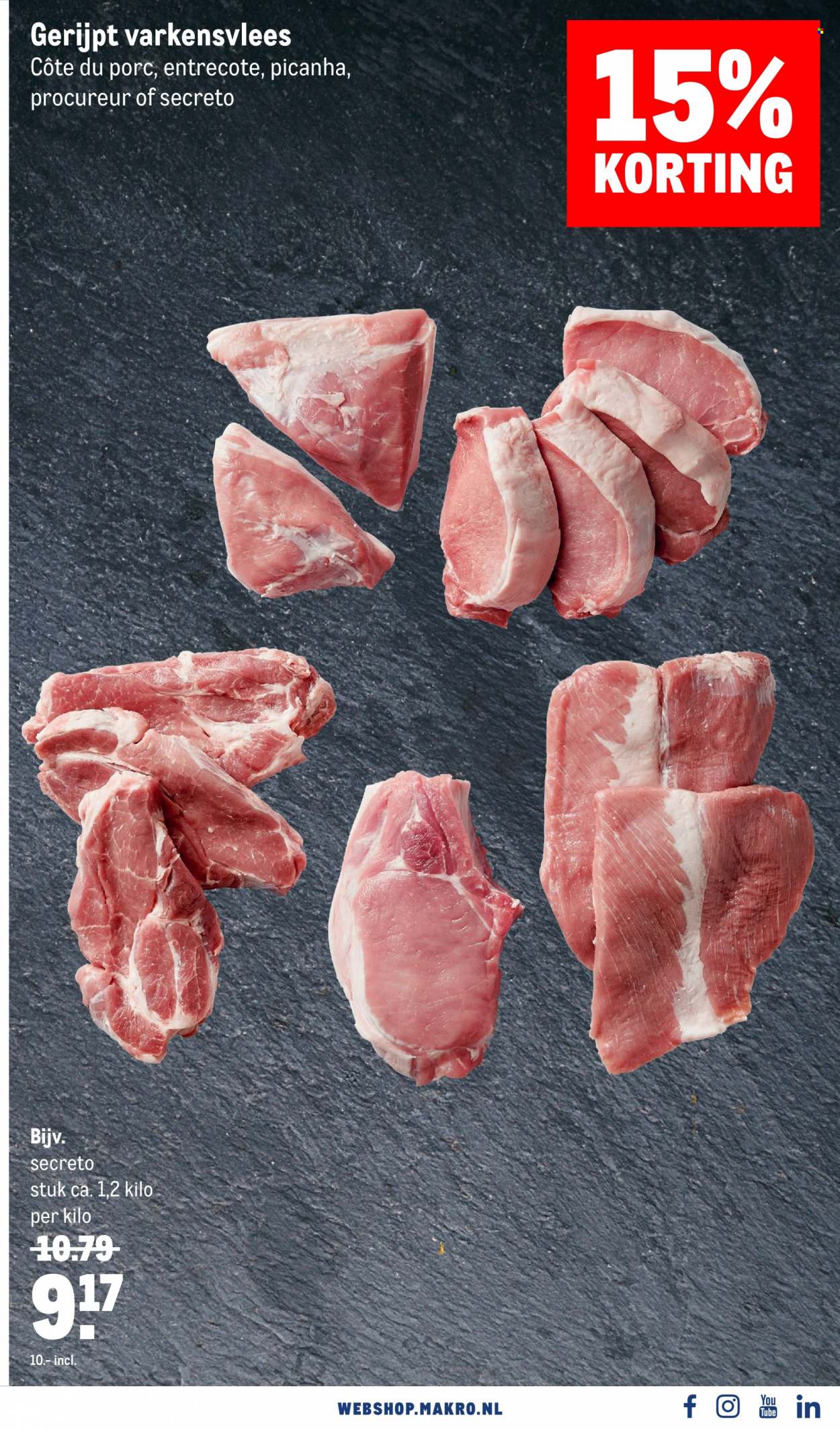 thumbnail - Makro-aanbieding - 8-6-2022 - 5-7-2022 -  producten in de aanbieding - varkensvlees, runderpicanha, entrecote. Pagina 25.