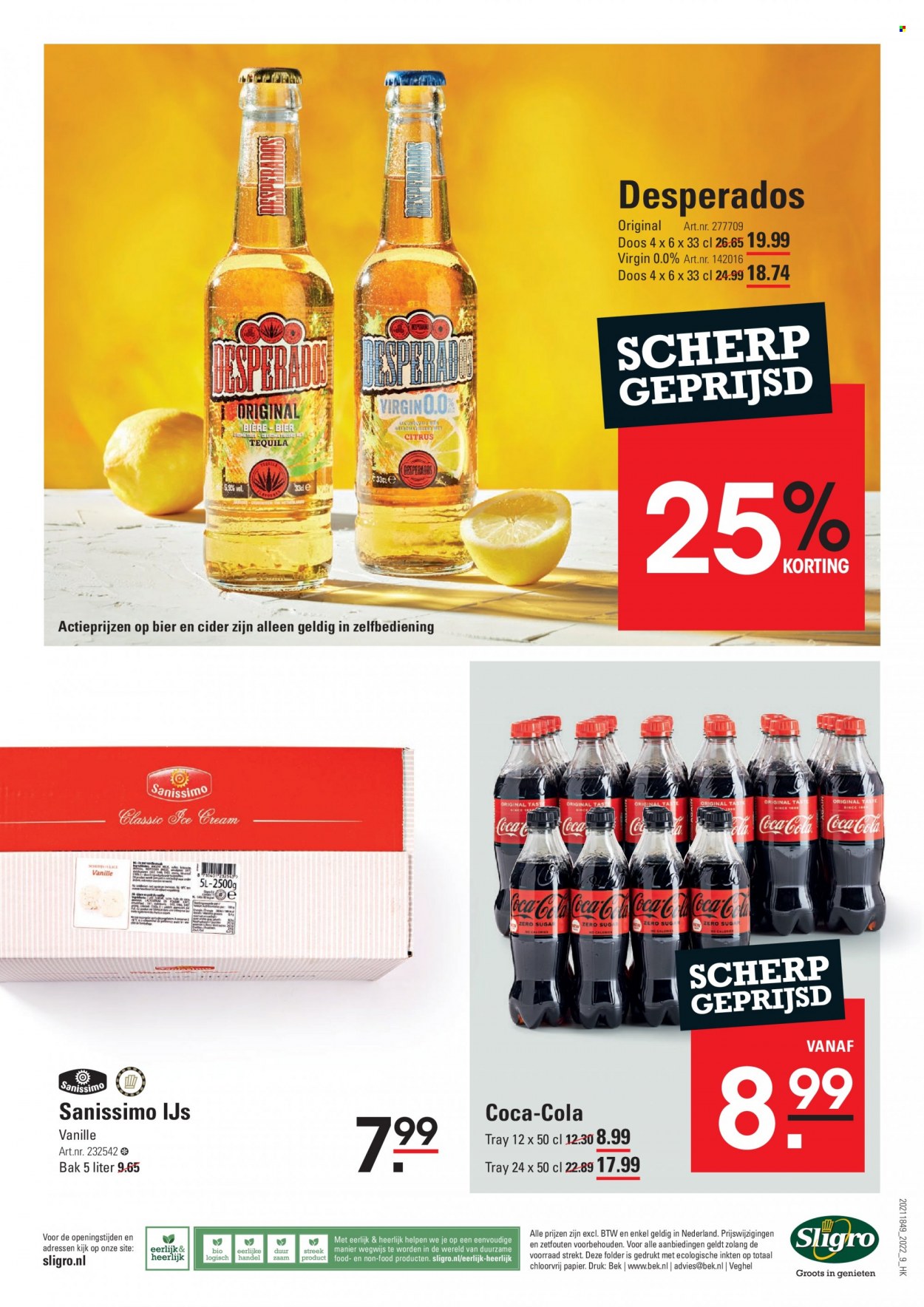 thumbnail - Sligro-aanbieding - 23-6-2022 - 11-7-2022 -  producten in de aanbieding - bier, Desperados, Coca-Cola. Pagina 12.