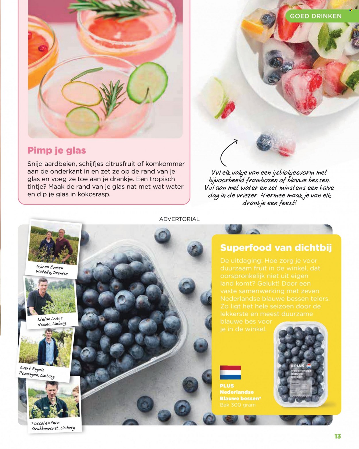 thumbnail - Plus-aanbieding -  producten in de aanbieding - komkommer, aardbeien, bessen, frambozen, bosbessen. Pagina 13.