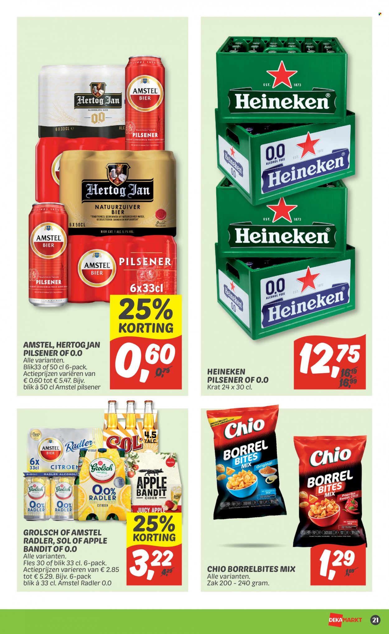 thumbnail - DekaMarkt-aanbieding - 3-7-2022 - 9-7-2022 -  producten in de aanbieding - pilsener, Amstel Bier, Heineken, Hertog Jan, Grolsch, bier, Radler, cider. Pagina 21.