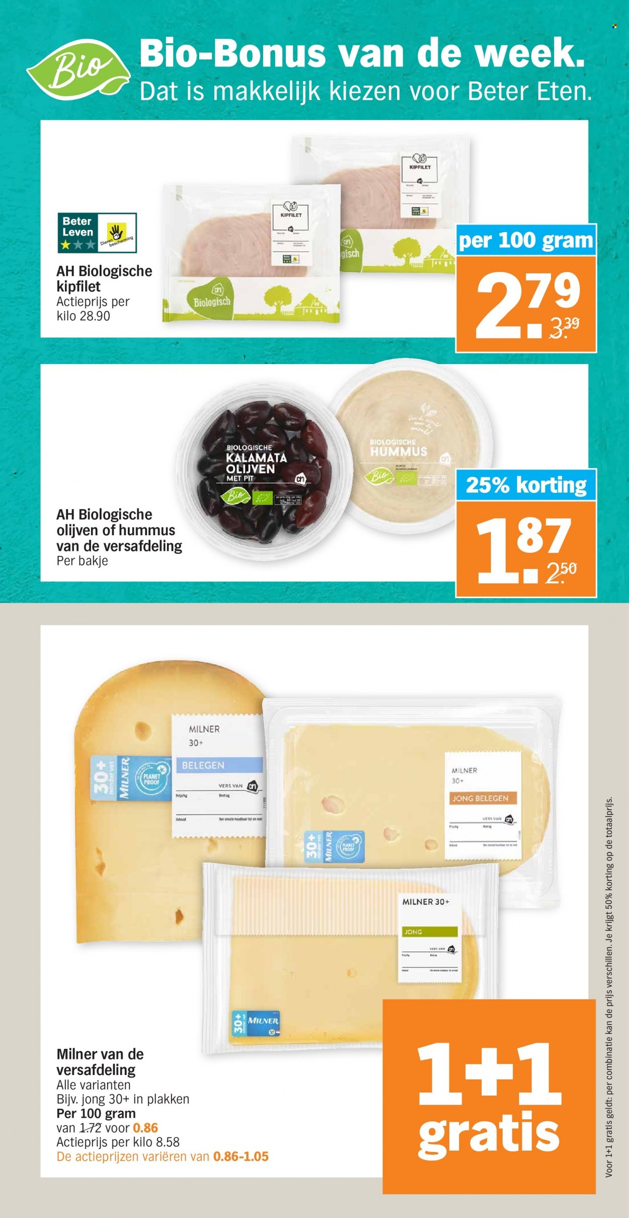 thumbnail - Albert Heijn-aanbieding - 4-7-2022 - 10-7-2022 -  producten in de aanbieding - kipfilet, hummus, olijven. Pagina 25.