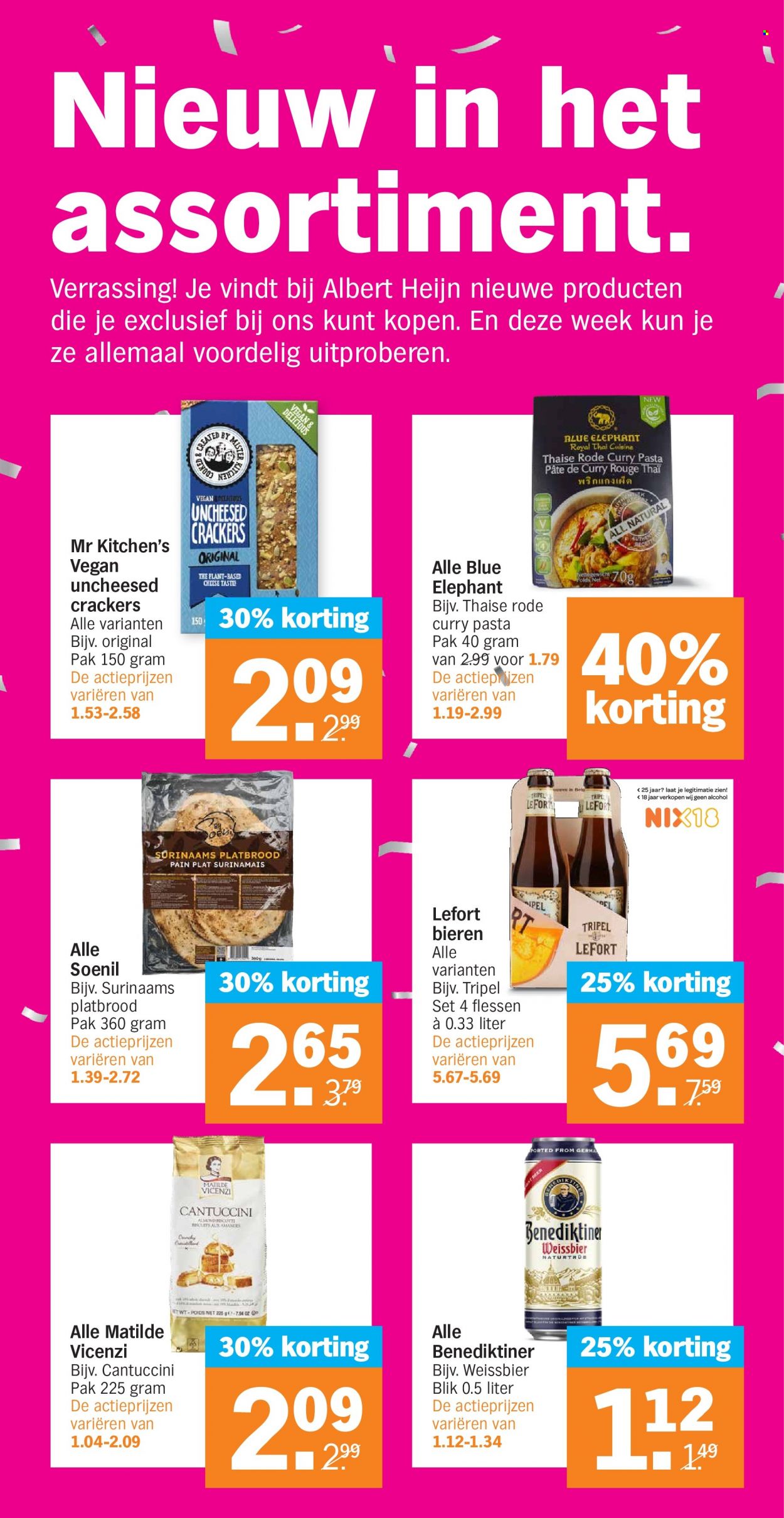 thumbnail - Albert Heijn-aanbieding - 4-7-2022 - 10-7-2022 -  producten in de aanbieding - crackers, pasta, curry. Pagina 34.