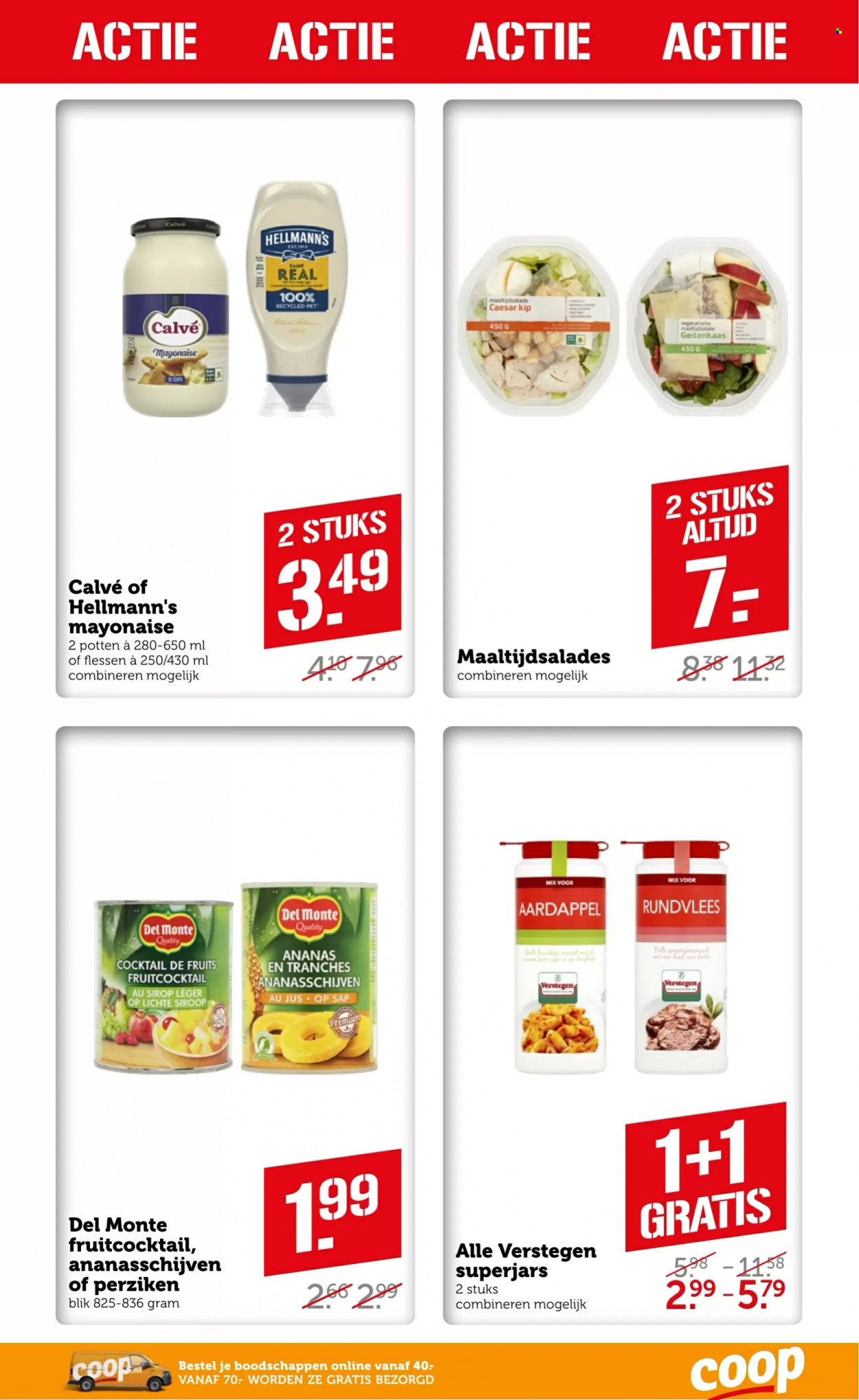 thumbnail - Coop-aanbieding - 4-7-2022 - 10-7-2022 -  producten in de aanbieding - Del Monte, rundvlees, Hellmann's, mayonaise, Calvé. Pagina 4.