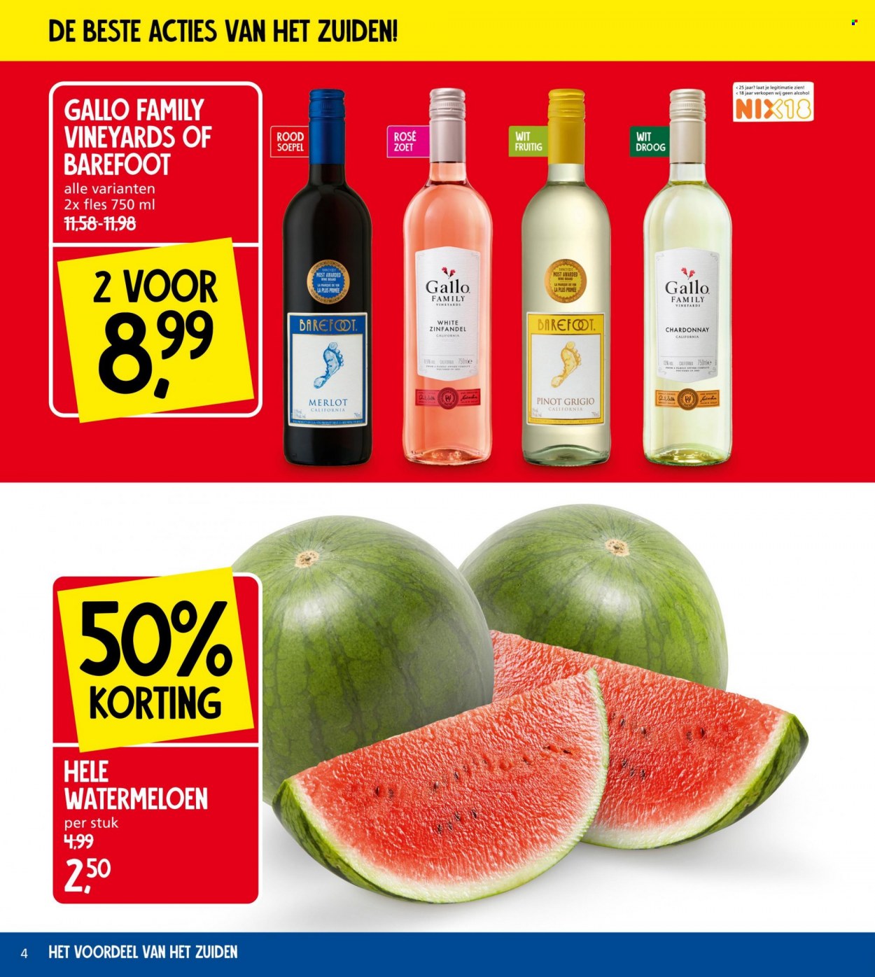 thumbnail - Jan Linders-aanbieding - 4-7-2022 - 10-7-2022 -  producten in de aanbieding - watermeloen, Chardonnay, Merlot. Pagina 4.