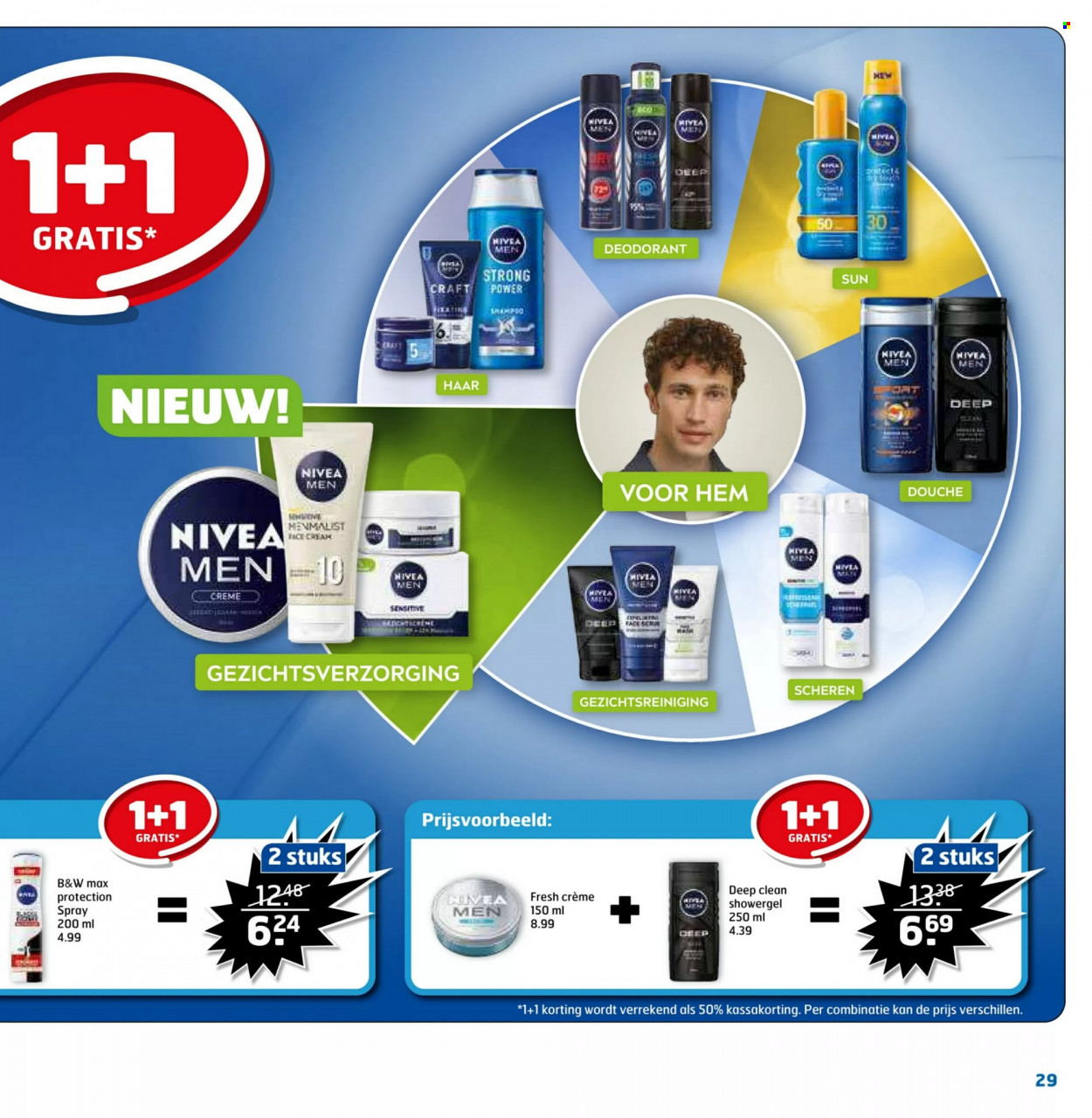 thumbnail - Trekpleister-aanbieding - 5-7-2022 - 17-7-2022 -  producten in de aanbieding - Nivea, shampoo, showergel, Nivea Men, gezichtsreiniging, crème, deodorant. Pagina 29.