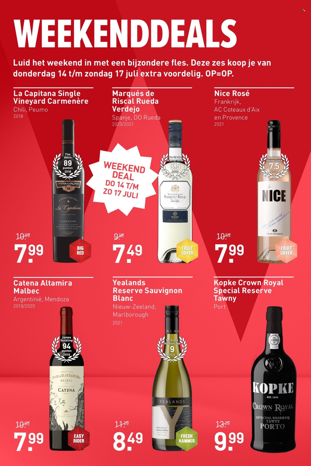 thumbnail - Gall & Gall-aanbieding - 4-7-2022 - 17-7-2022 -  producten in de aanbieding - Carmenère, Sauvignon Blanc, wijn, Frankrijk, Crown Royal, porto. Pagina 5.