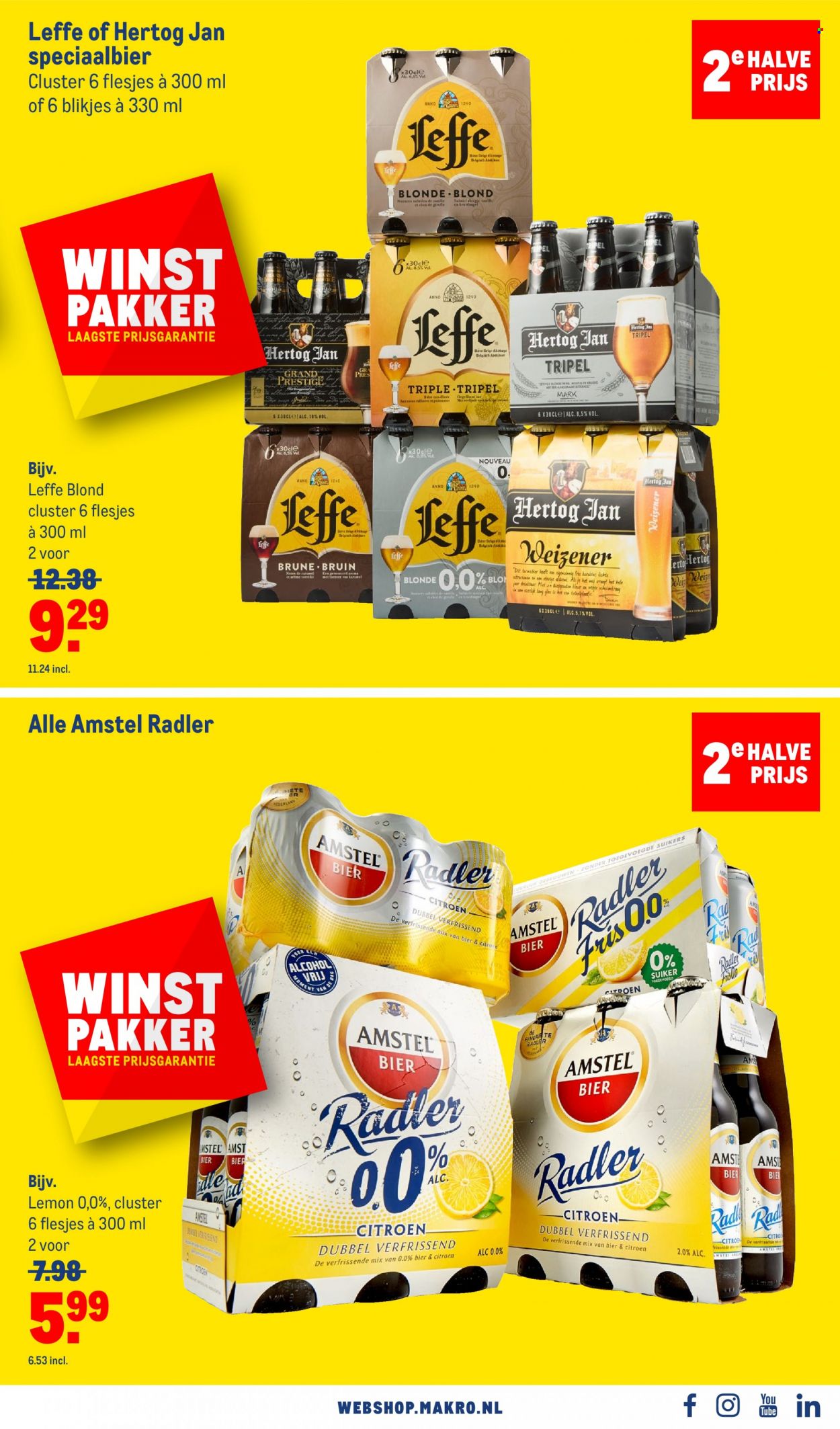 thumbnail - Makro-aanbieding - 6-7-2022 - 19-7-2022 -  producten in de aanbieding - Leffe, Amstel Bier, Hertog Jan, bier, Radler, kruidnagel, kruidnagels, glazen, bed. Pagina 3.