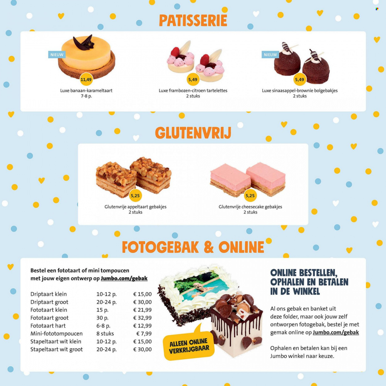 thumbnail - Jumbo-aanbieding -  producten in de aanbieding - appeltaart, brownie, gebak, sinaasappels, frambozen. Pagina 7.