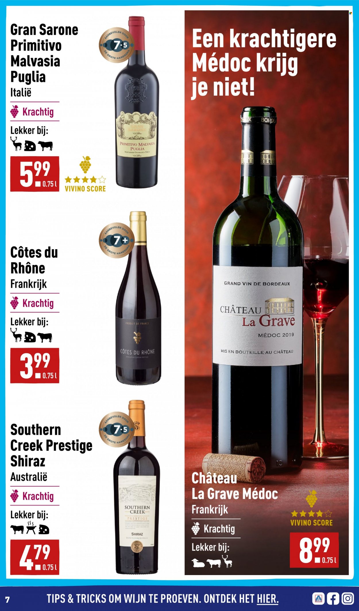 thumbnail - Aldi-aanbieding -  producten in de aanbieding - Côtes du Rhône, wijn, Bordeaux, Frankrijk. Pagina 7.