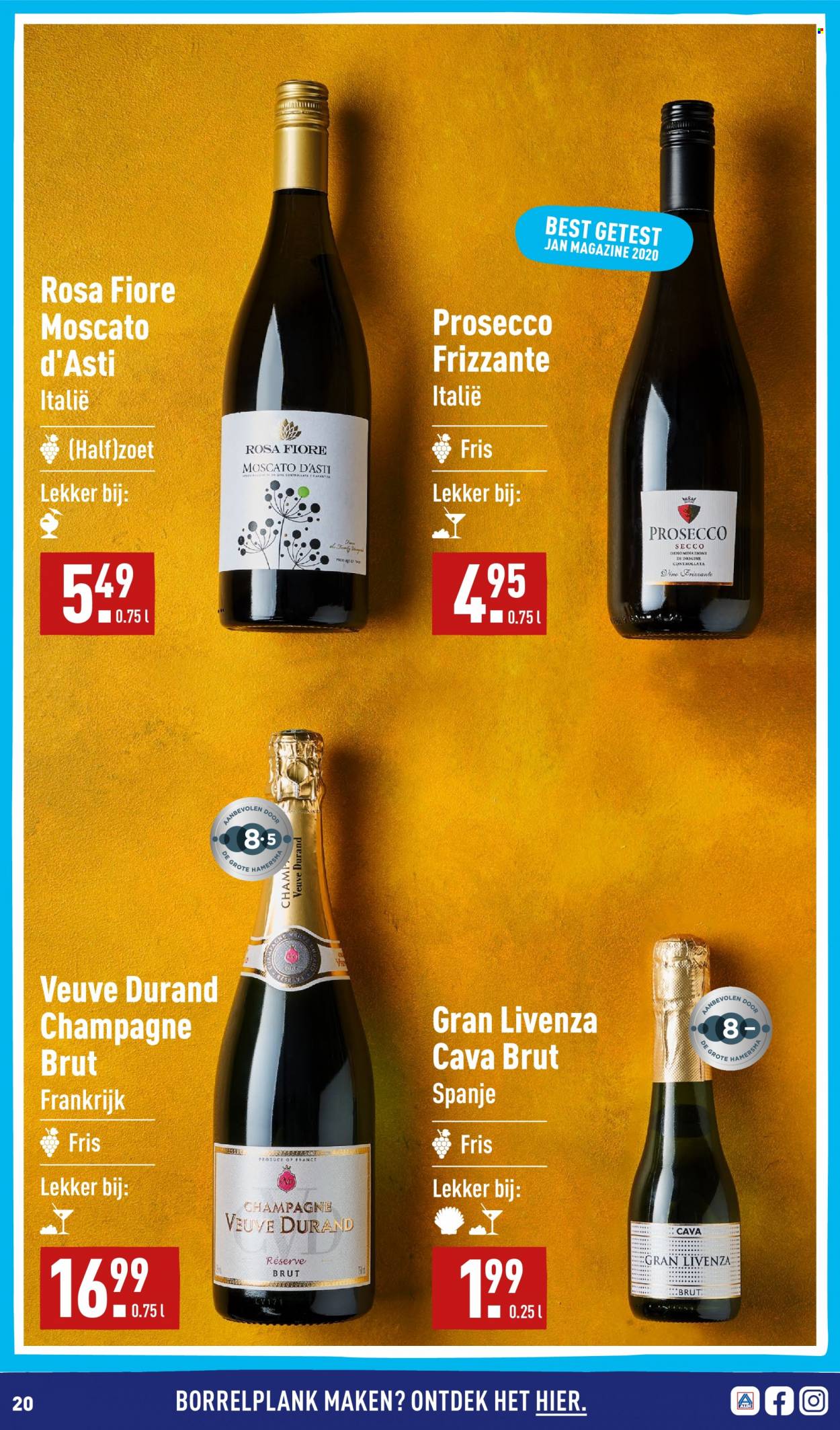 thumbnail - Aldi-aanbieding -  producten in de aanbieding - Cava, champagne, prosecco, Frankrijk. Pagina 20.