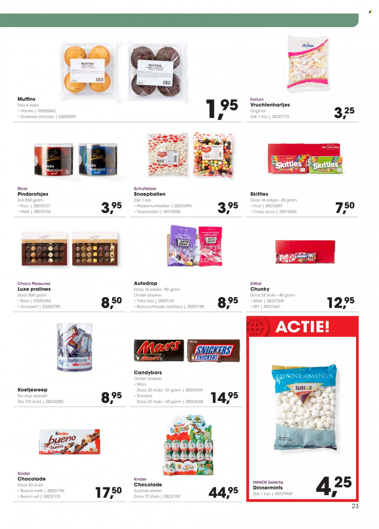 thumbnail - Hanos-aanbieding - 14-11-2022 - 27-11-2022 -  producten in de aanbieding - muffins, melk, chocolade, Snickers. Pagina 23.