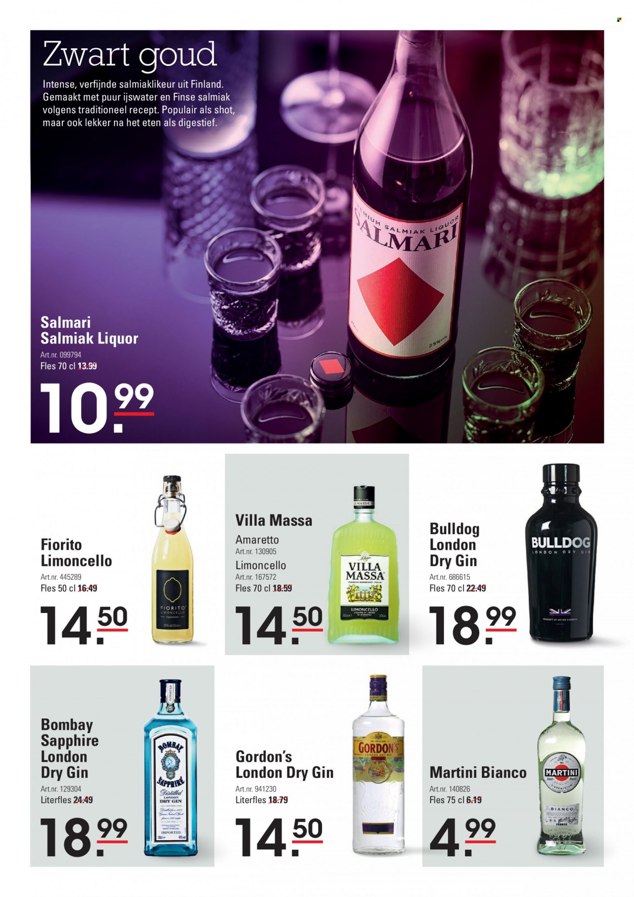 thumbnail - Sligro-aanbieding - 17-11-2022 - 5-12-2022 -  producten in de aanbieding - Martini, Limoncello, London Dry Gin, gin, Gordon’s Gin, Amaretto. Pagina 10.