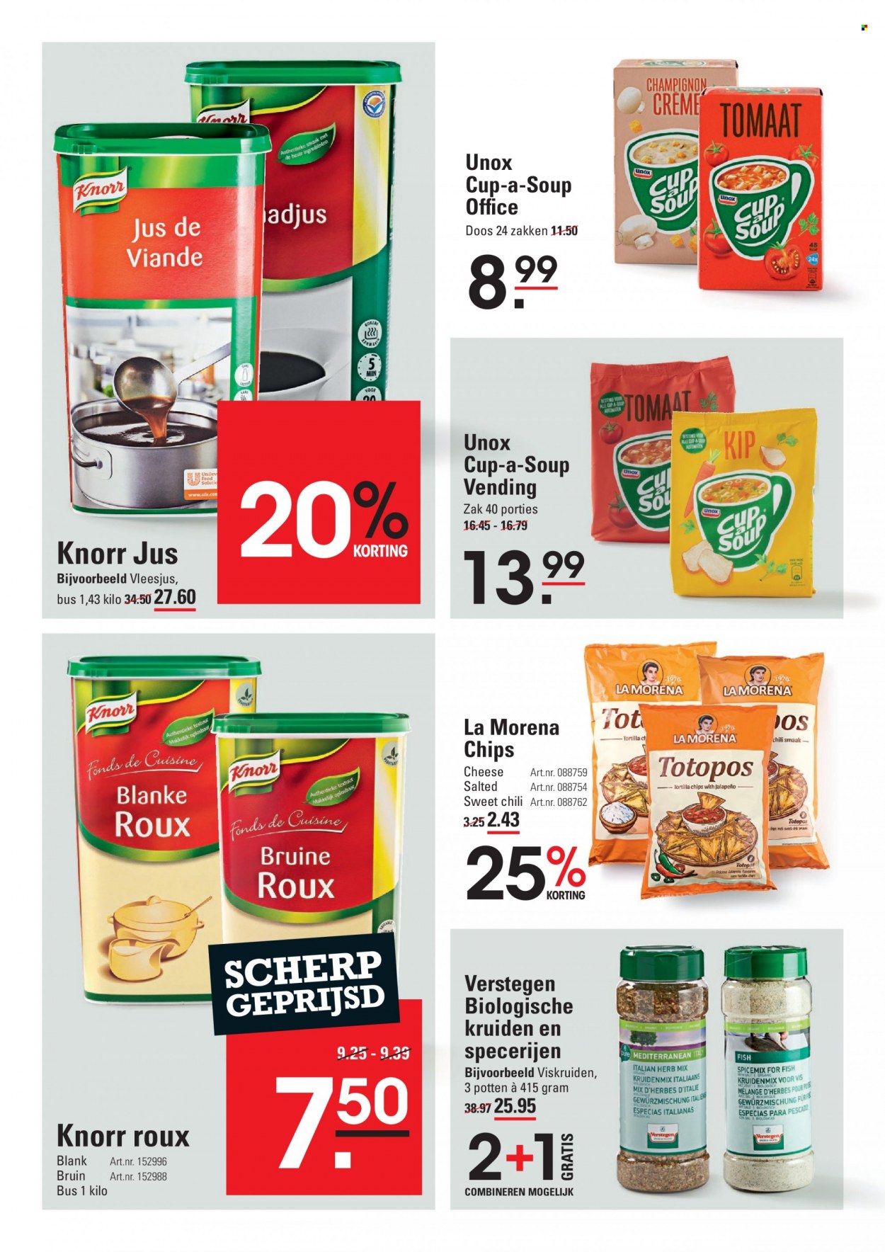 thumbnail - Sligro-aanbieding - 17-11-2022 - 5-12-2022 -  producten in de aanbieding - cup-a-soup, Knorr, chips, tortilla chips. Pagina 16.