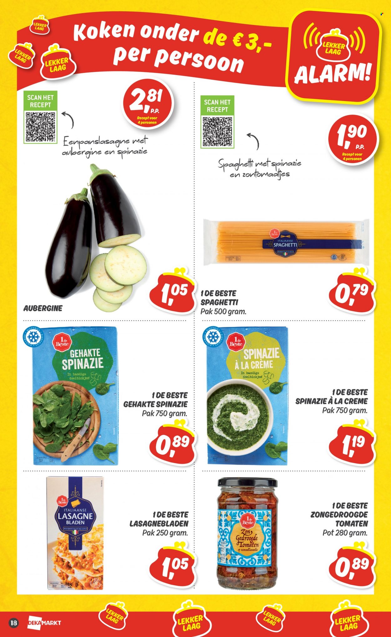 thumbnail - DekaMarkt-aanbieding - 20-11-2022 - 26-11-2022 -  producten in de aanbieding - lasagne, crème, gedroogde tomaten, lasagnebladen, spaghetti, zonnebloemolie. Pagina 18.