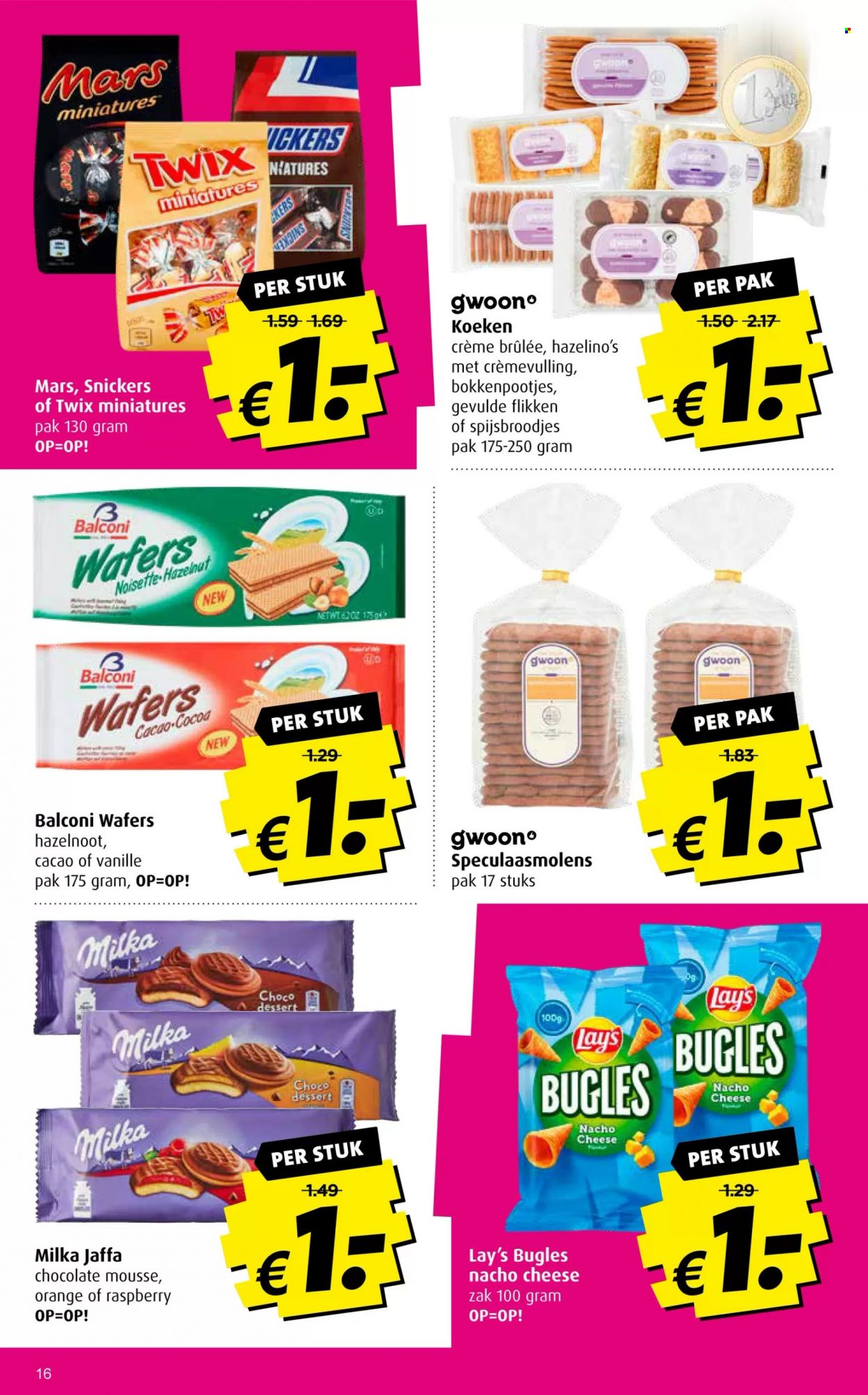 thumbnail - Boni-aanbieding - 23-11-2022 - 29-11-2022 -  producten in de aanbieding - crème brûlée, Milka, Snickers. Pagina 16.