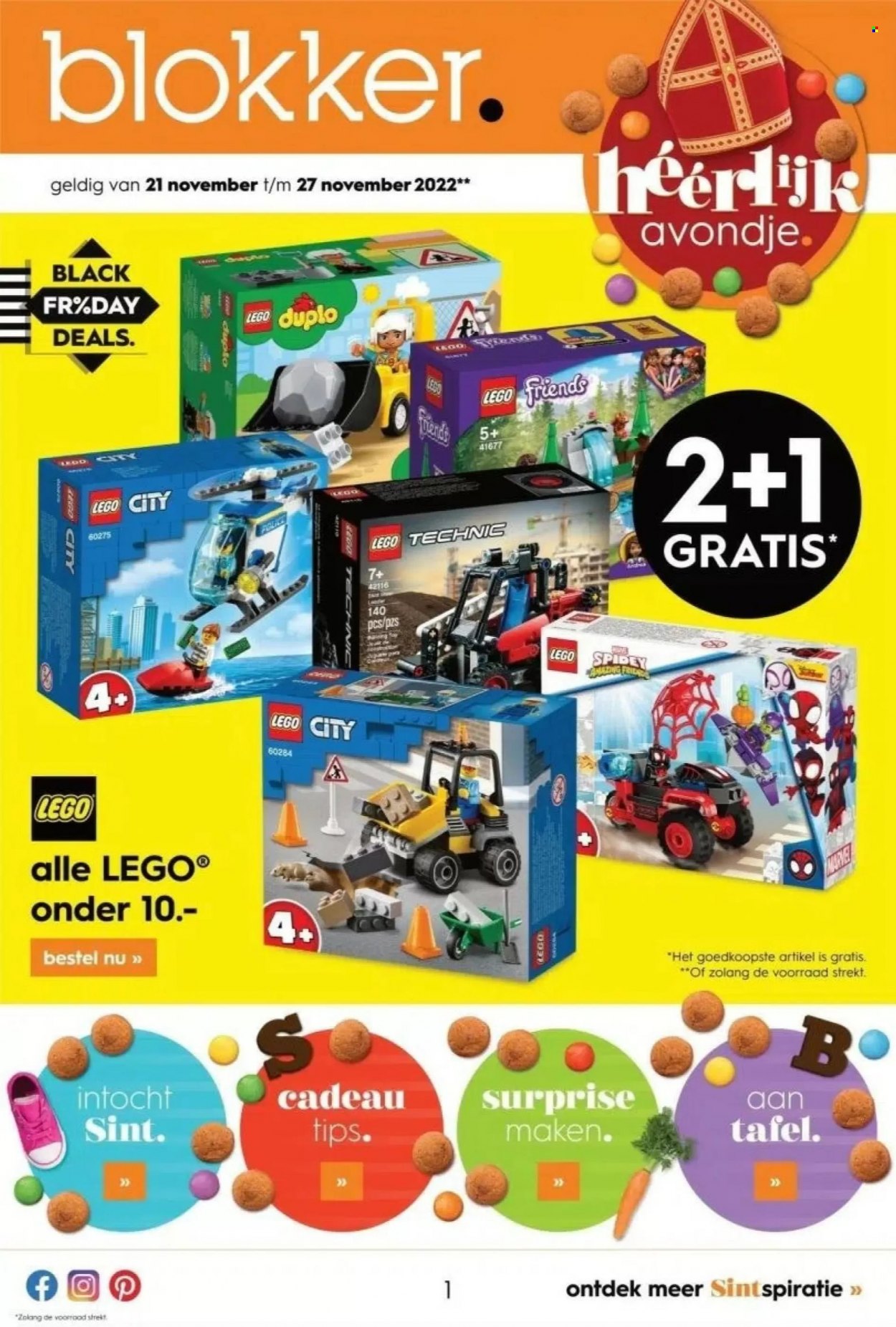 thumbnail - Blokker-aanbieding - 21-11-2022 - 27-11-2022 -  producten in de aanbieding - tafel, LEGO, LEGO City, LEGO DUPLO, LEGO Friends, LEGO Technic. Pagina 1.