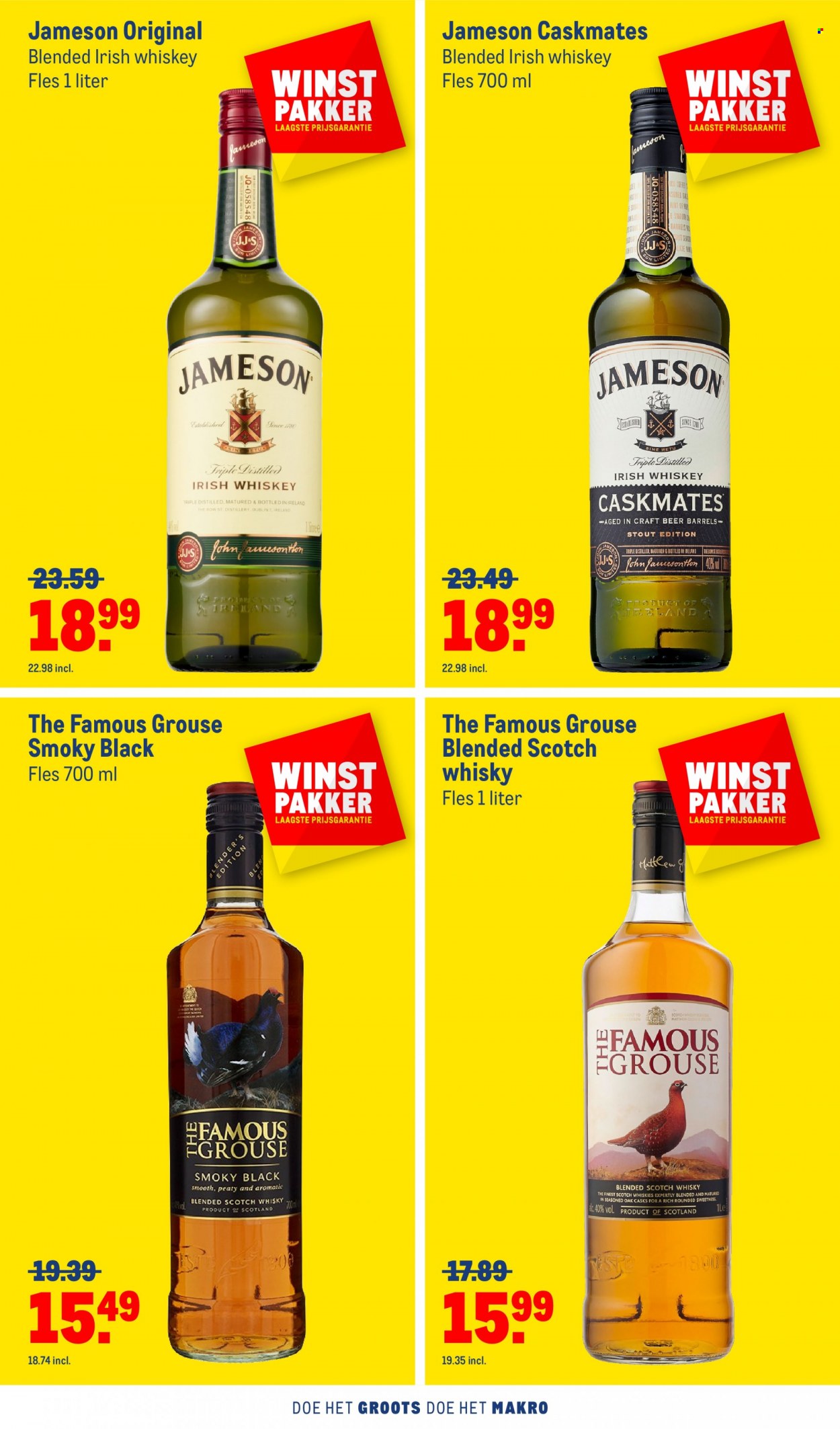 thumbnail - Makro-aanbieding - 23-11-2022 - 6-12-2022 -  producten in de aanbieding - clogs, blended scotch whisky, irish whiskey, Jameson, scotch whisky, whiskey, whisky. Pagina 16.