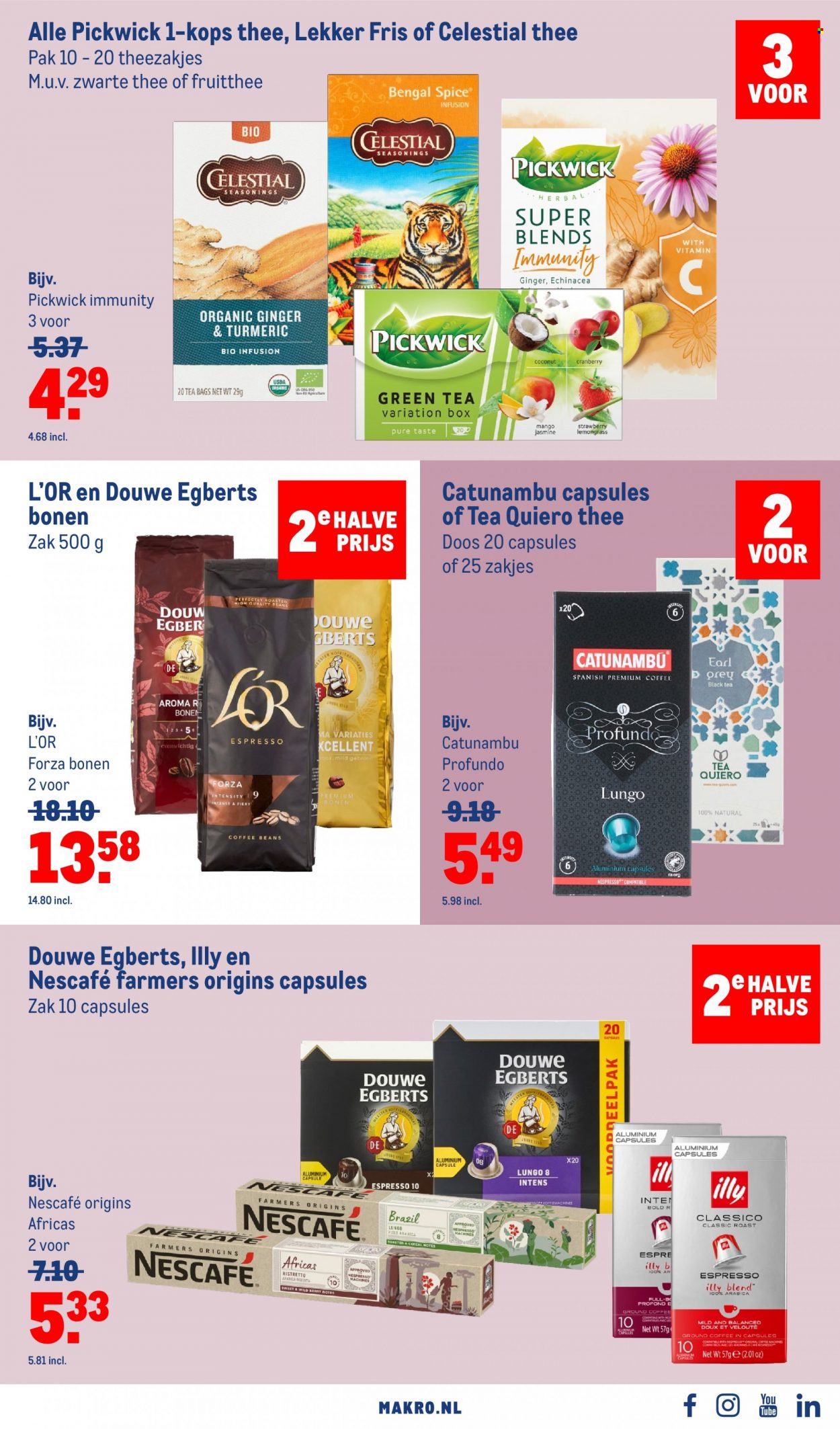 thumbnail - Makro-aanbieding - 23-11-2022 - 6-12-2022 -  producten in de aanbieding - mango, thee, Pickwick, Douwe Egberts, L’or, ristretto, Nespresso, Espresso, Nescafé. Pagina 31.