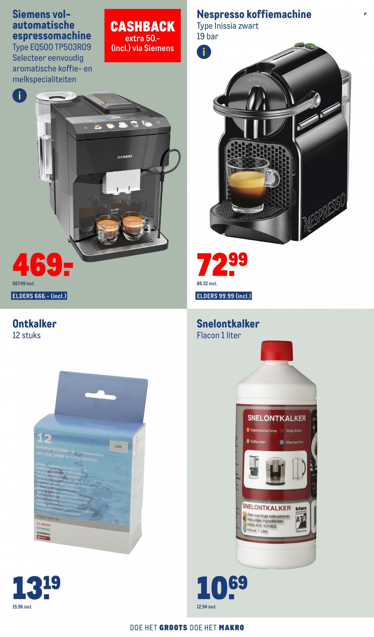 thumbnail - Makro-aanbieding - 23-11-2022 - 6-12-2022 -  producten in de aanbieding - koffie, Nespresso, koffiezetter, Bosch, wasmachine, espressomachine, waterkoker. Pagina 22.