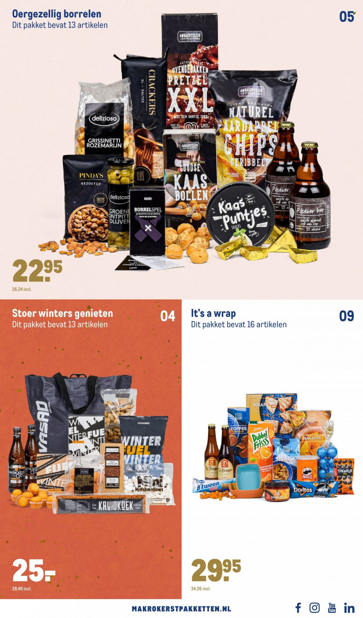 thumbnail - Makro-aanbieding - 23-11-2022 - 6-12-2022 -  producten in de aanbieding - pilsener, bier, wraps, mandarijn, kaas, Marshmallows, crackers, chips, Pringles, pinda's, olijven. Pagina 3.
