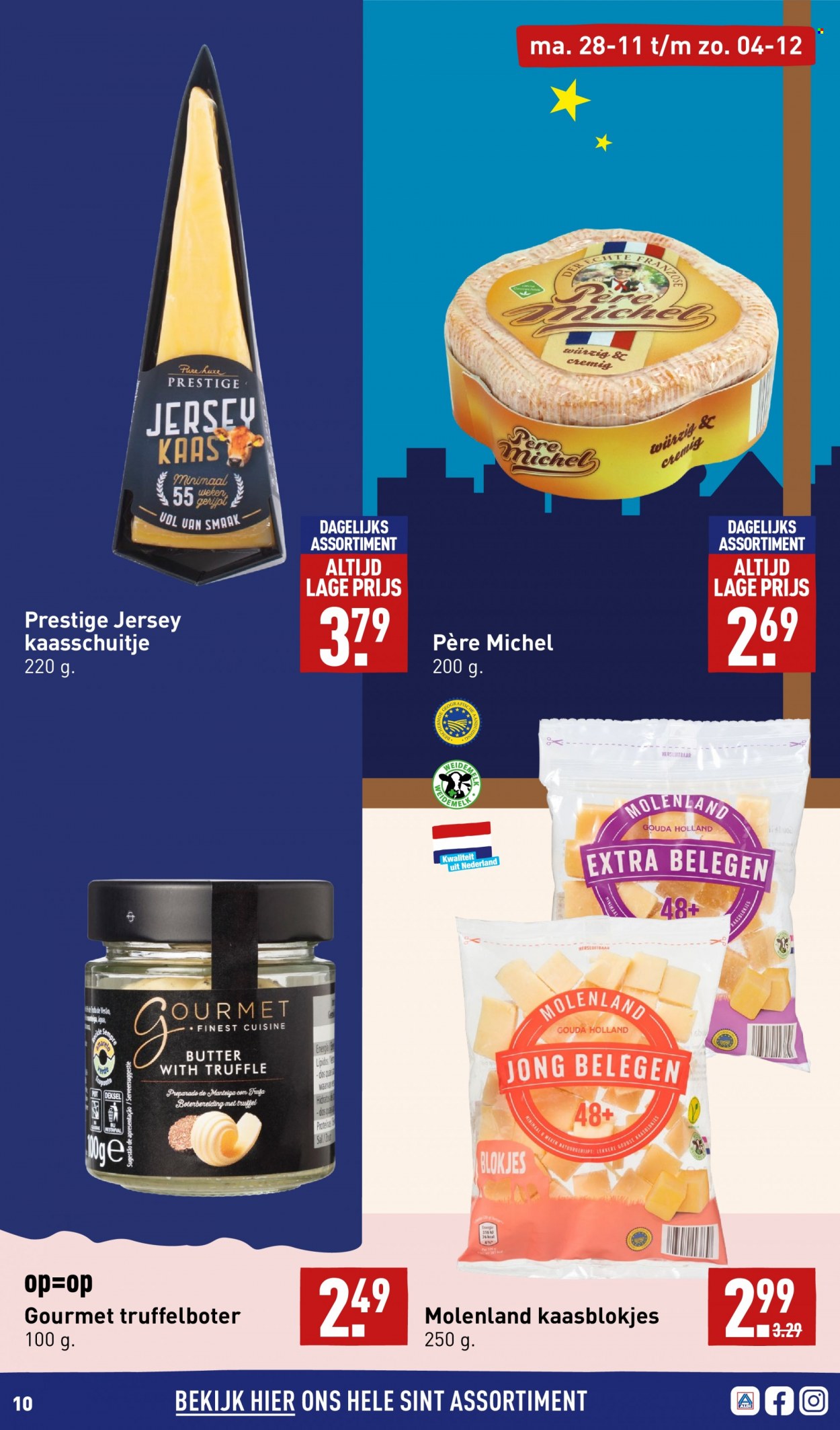 thumbnail - Aldi-aanbieding - 28-11-2022 - 4-12-2022 -  producten in de aanbieding - truffel, kaas, kaasblokjes, gouda. Pagina 10.