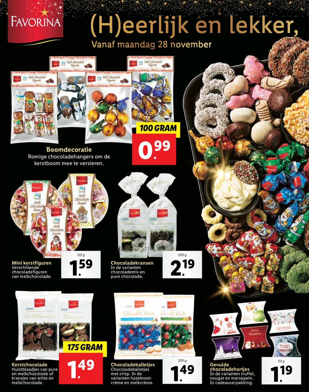 thumbnail - Lidl-aanbieding - 28-11-2022 - 26-12-2022 -  producten in de aanbieding - truffel, crème, chocolade, kerstchocolade, pure chocolade, nougat, kerstboom, kerstfiguren. Pagina 28.