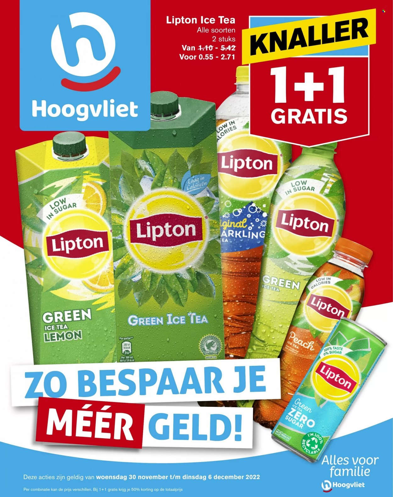thumbnail - Hoogvliet-aanbieding - 30-11-2022 - 6-12-2022 -  producten in de aanbieding - Lipton, ice tea, Lipton Ice Tea, thee. Pagina 1.