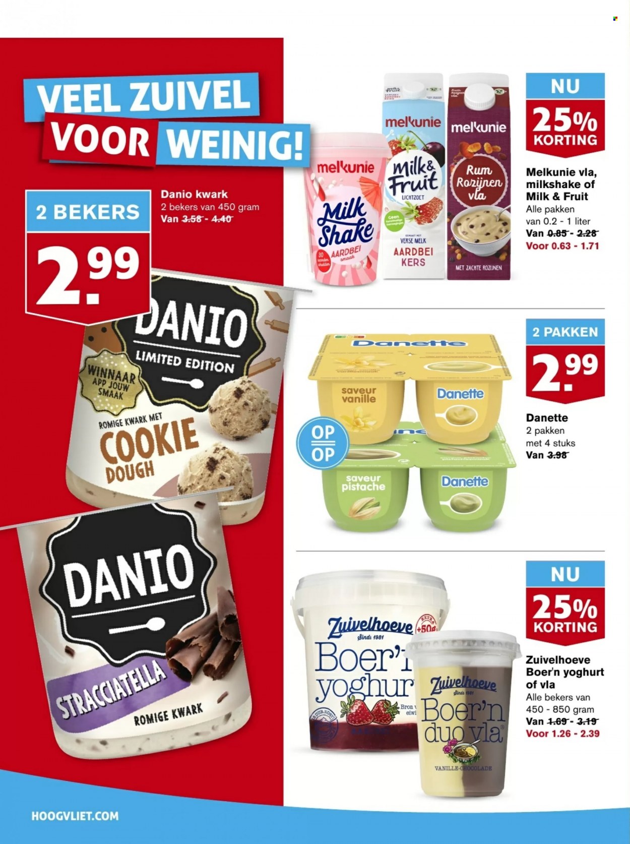 thumbnail - Hoogvliet-aanbieding - 30-11-2022 - 6-12-2022 -  producten in de aanbieding - kwark, Danette, yoghurt, melk, chocolade, rum. Pagina 12.