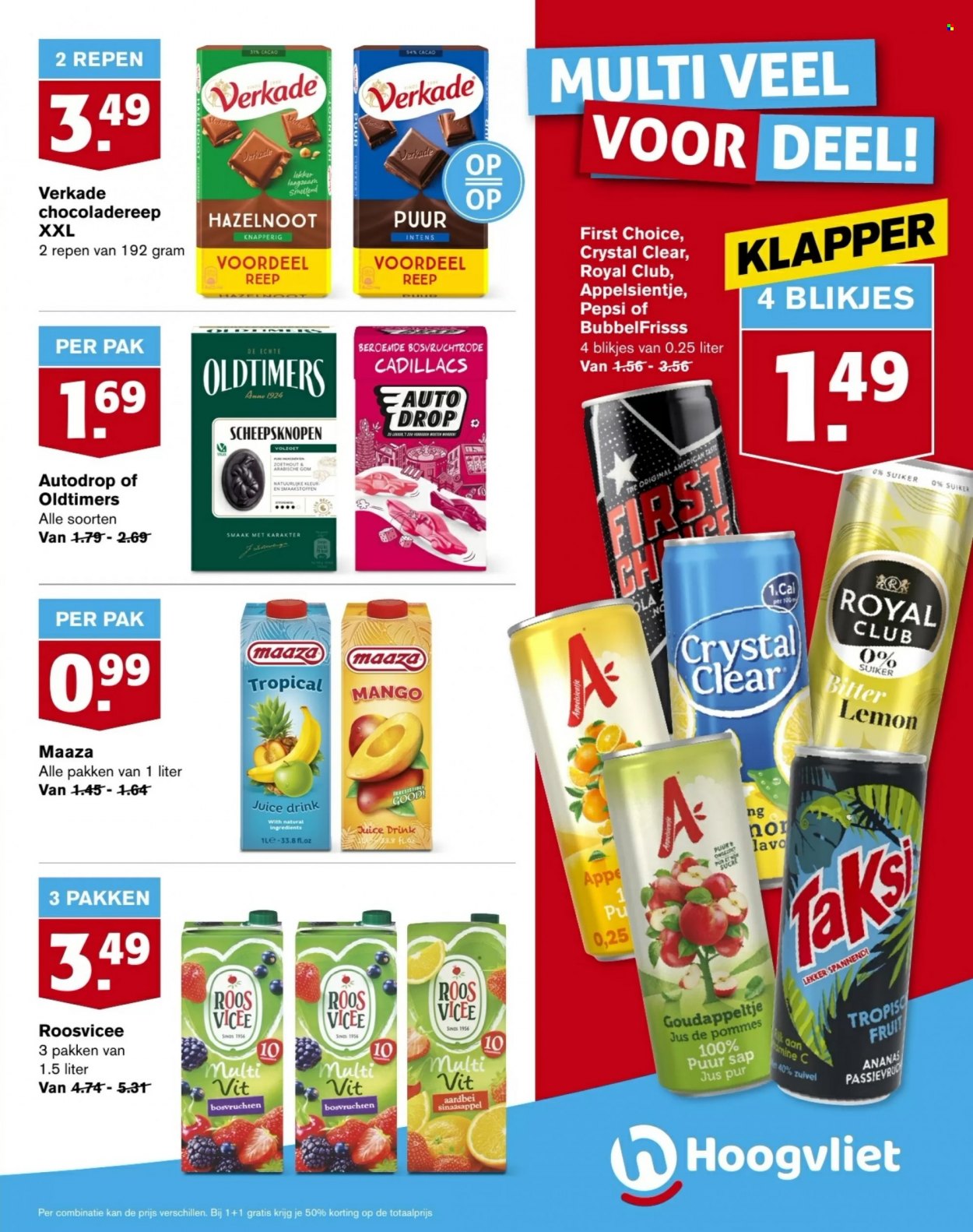 thumbnail - Hoogvliet-aanbieding - 30-11-2022 - 6-12-2022 -  producten in de aanbieding - ananas, appelsientje, Pepsi, RoosVicee, Crystal Clear. Pagina 25.