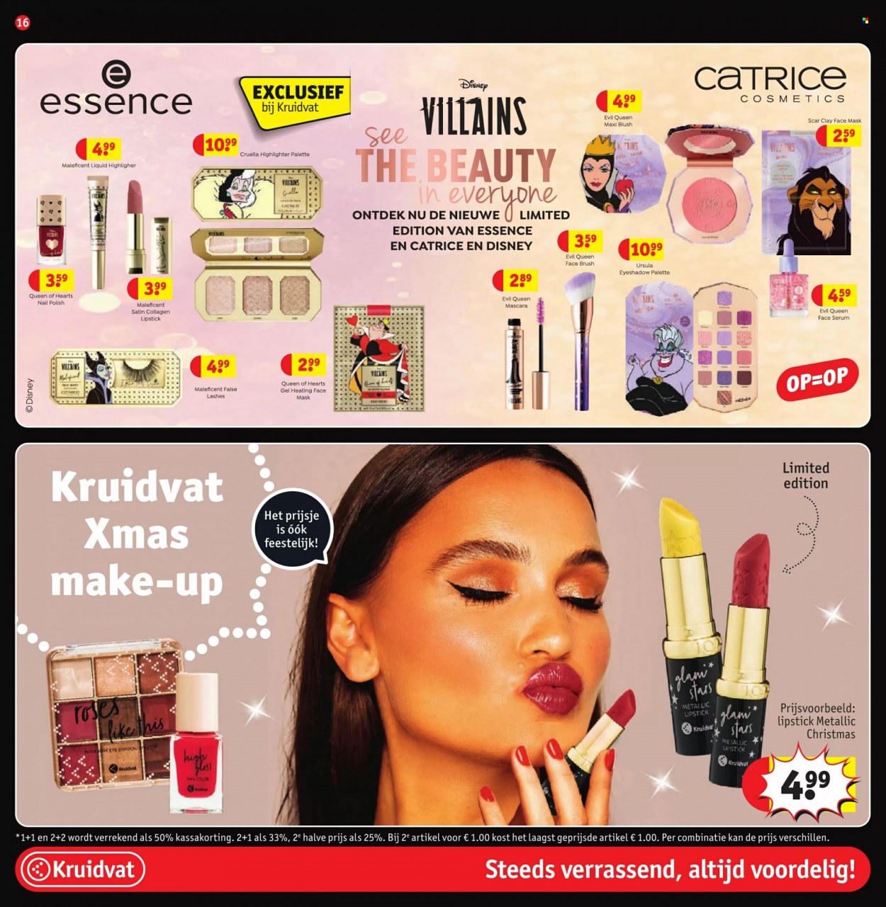 thumbnail - Kruidvat-aanbieding - 29-11-2022 - 11-12-2022 -  producten in de aanbieding - Disney, lashes, lippenstift, mascara, eyeshadow, eyeshadow palette, make-up, Palette, nagellak, face mask. Pagina 16.