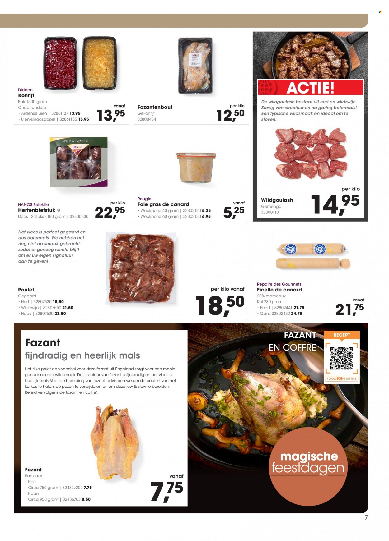 thumbnail - Hanos-aanbieding - 28-11-2022 - 11-12-2022 -  producten in de aanbieding - uien, sinaasappels, hertenbiefstuk, fazant, hert, foie gras, foie gras de canard. Pagina 7.