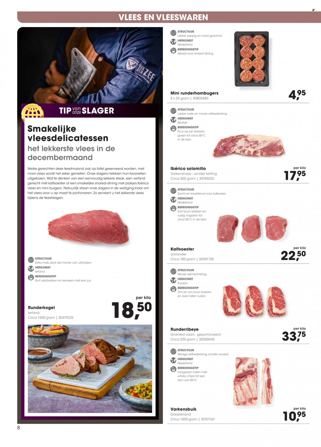 thumbnail - Hanos-aanbieding - 28-11-2022 - 11-12-2022 -  producten in de aanbieding - varkenshaas, steak, varkensvlees, kalfsvlees, chips, whisky, tafel. Pagina 8.