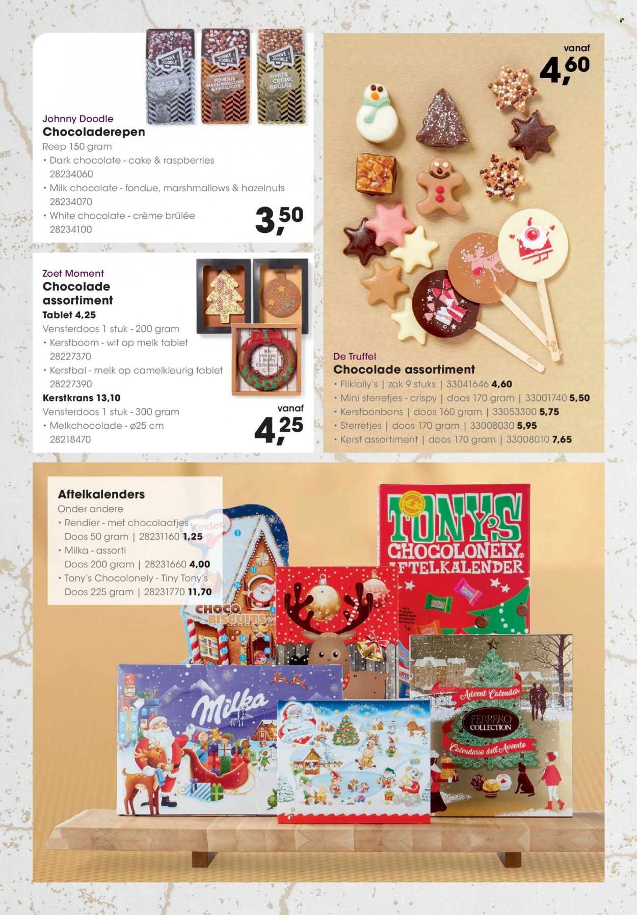 thumbnail - Hanos-aanbieding - 28-11-2022 - 26-12-2022 -  producten in de aanbieding - truffel, crème brûlée, Milka, chocolade, Marshmallows, melkchocolade, Ferrero Rocher, kerstboom. Pagina 2.